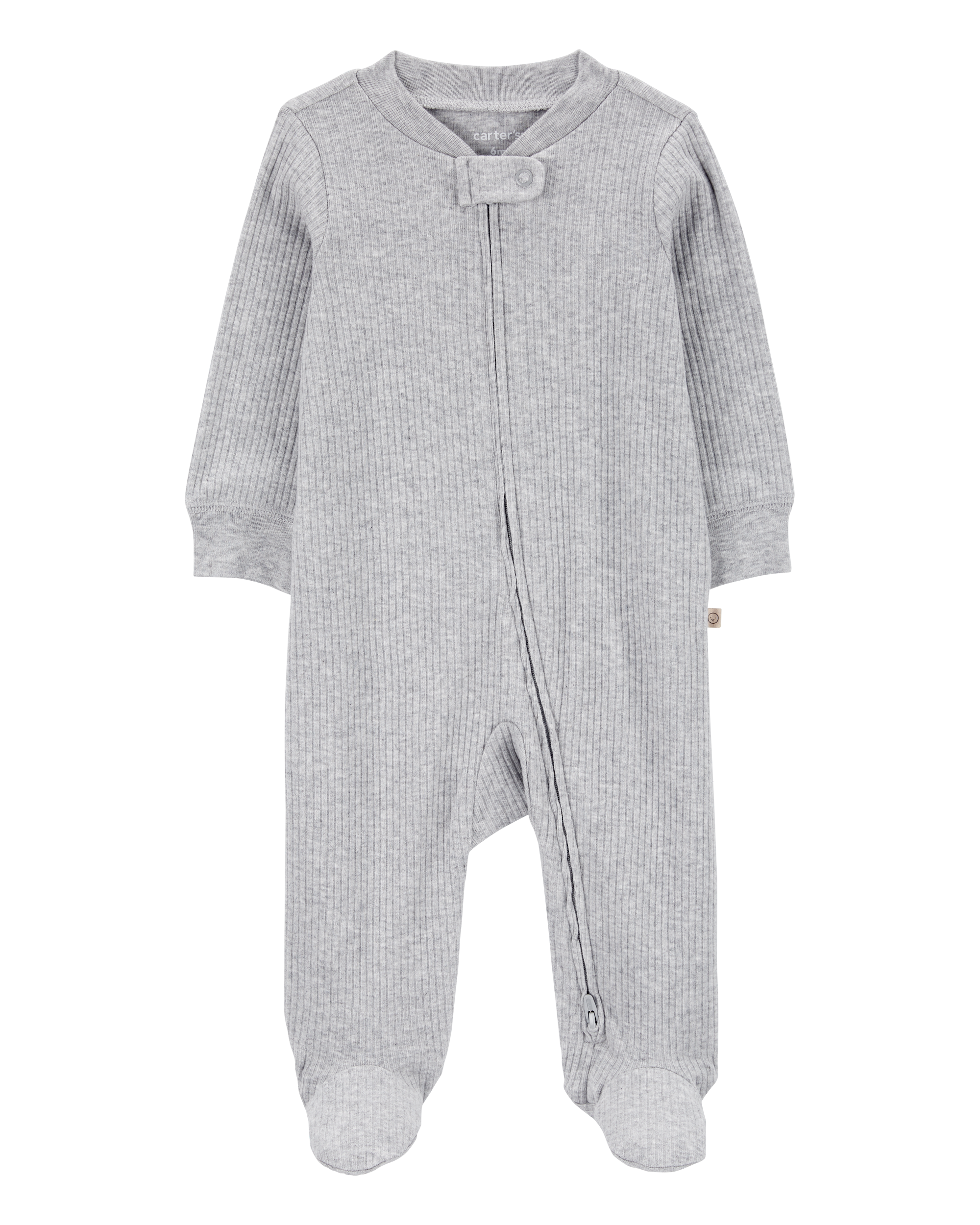 Baby 2-Way Zip Ribbed Sleep & Play Pajamas, image 1 of 3 slides