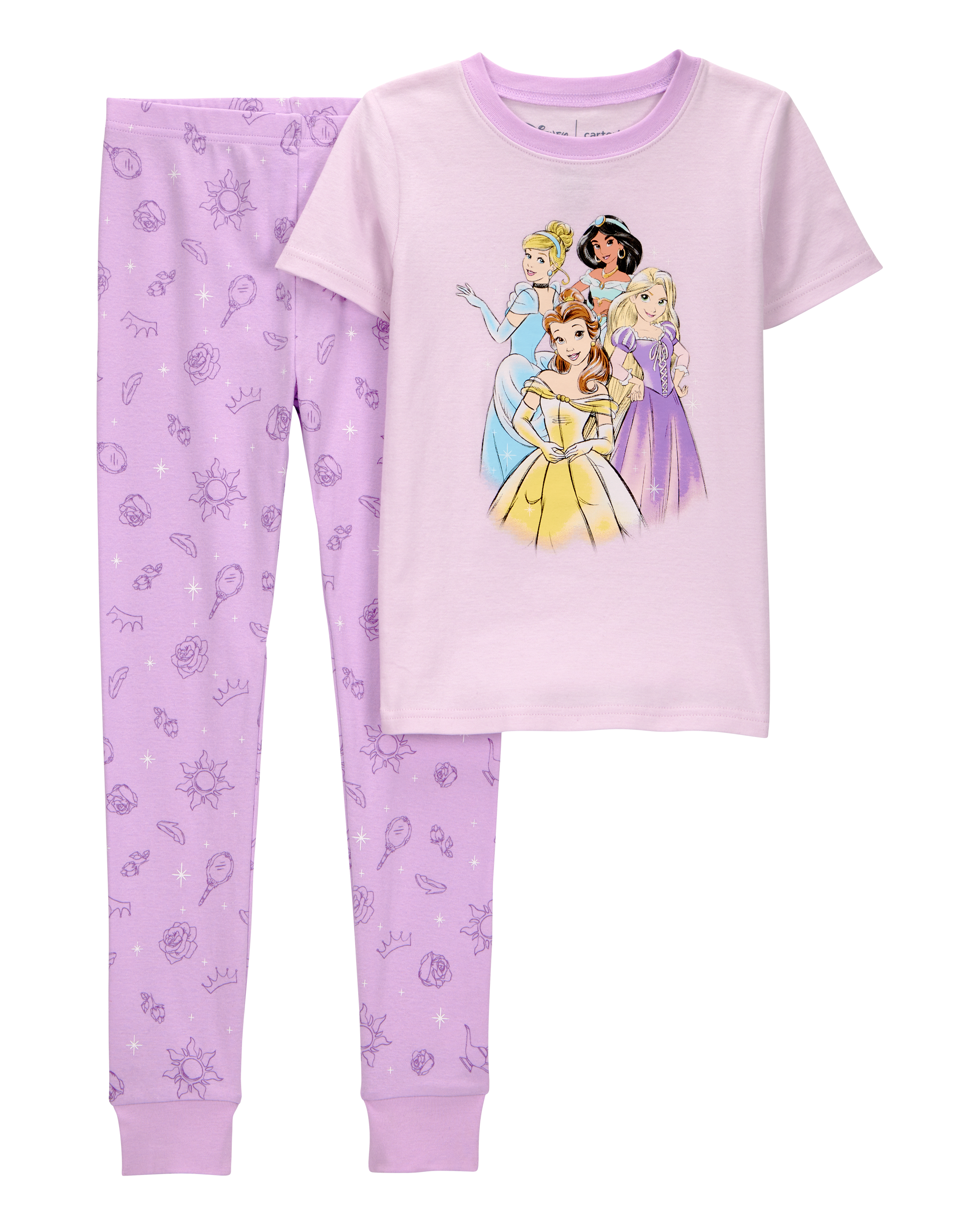 Kid Disney Princess Snug Fit Cotton 2-Piece Pajamas - Purple, image 1 of 4 slides