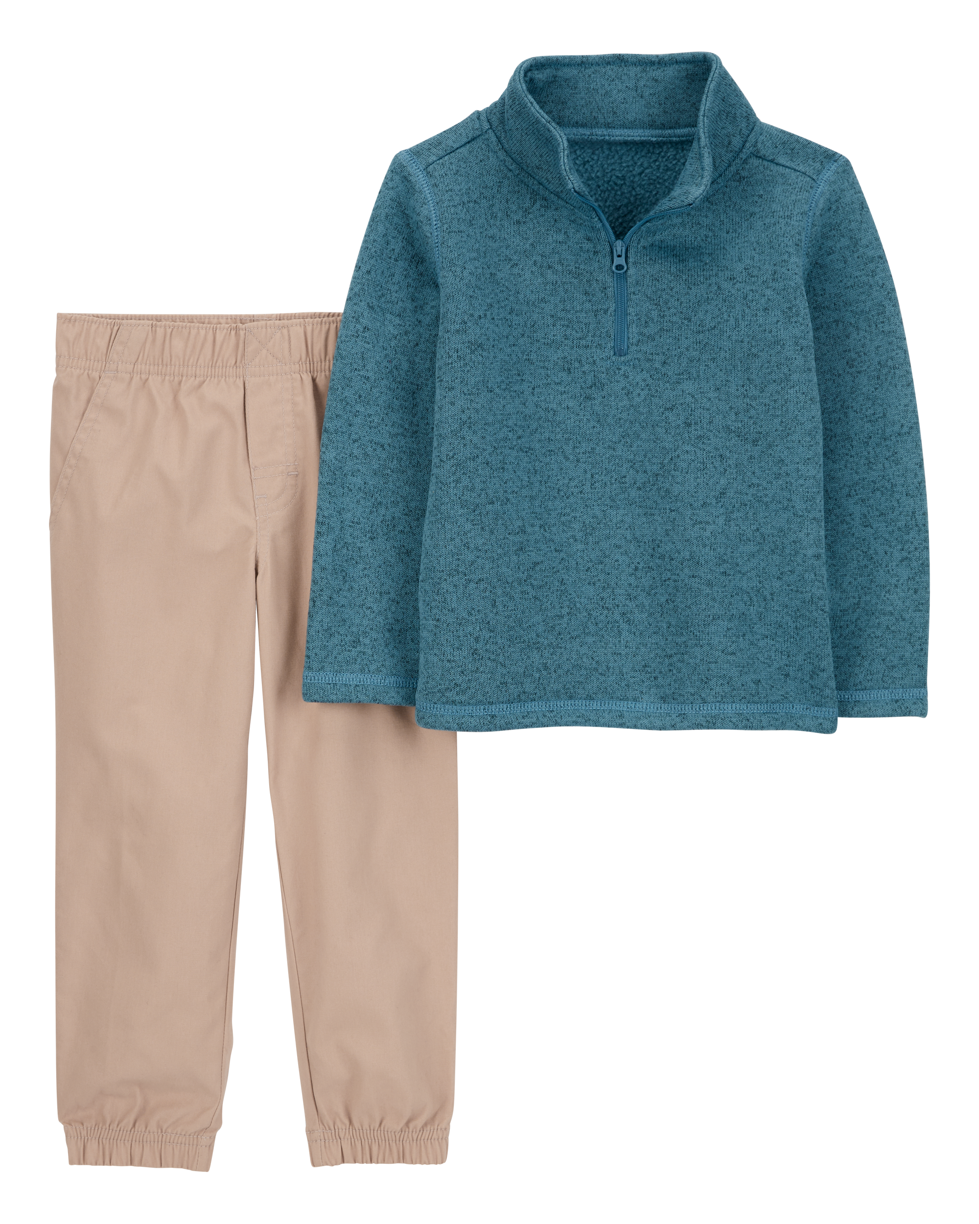 Toddler 2-Piece Quarter Zip Pullover & Canvas Pant Set, image 1 of 3 slides