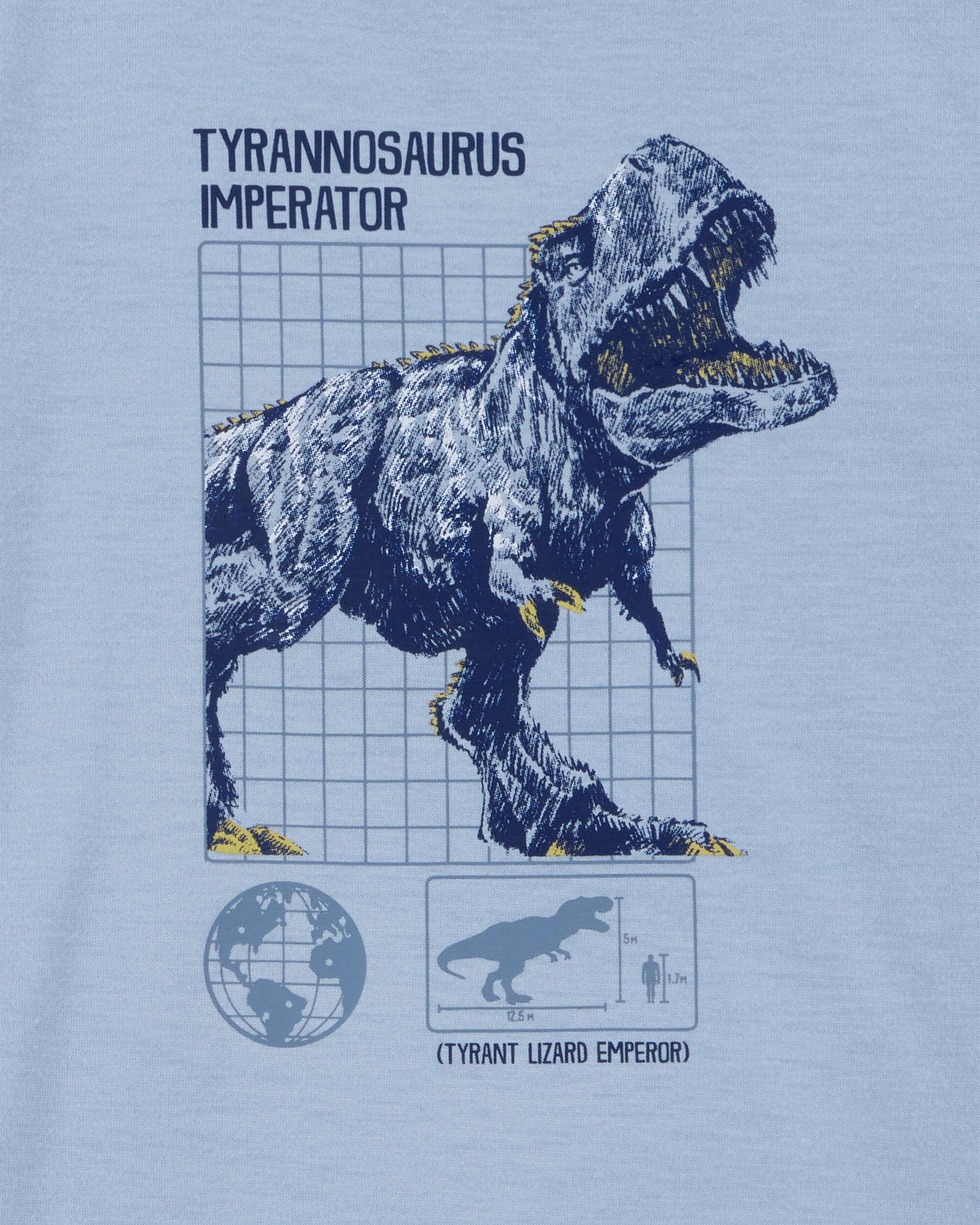 Boys Dinosaur Loose Fit 2-Piece Pajamas - Blue, image 2 of 3 slides