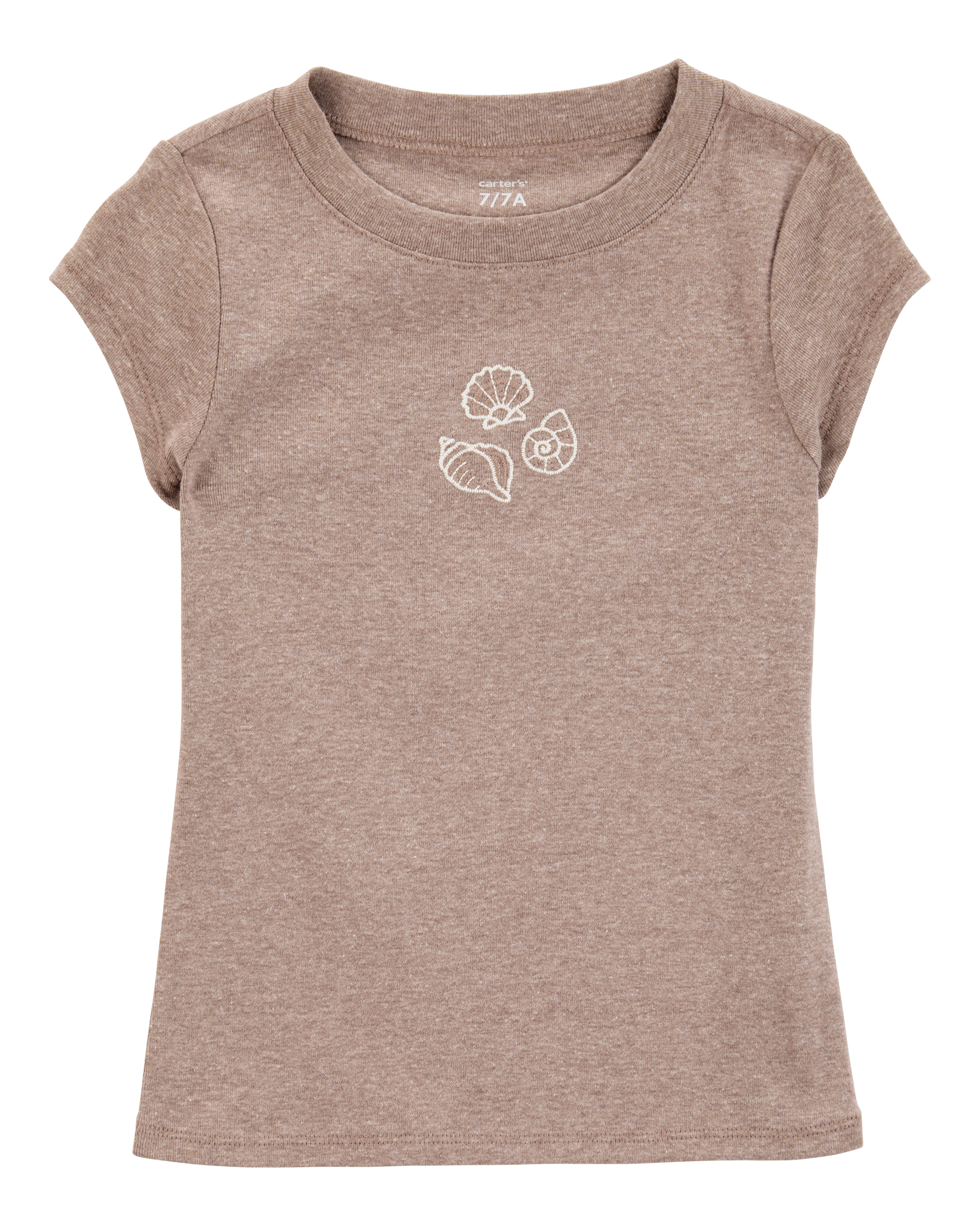 Kid 2-Piece Seashell Graphic Tee & Striped Linen Look-Alike Flowy Pull-On Shorts Set
, image 2 of 7 slides