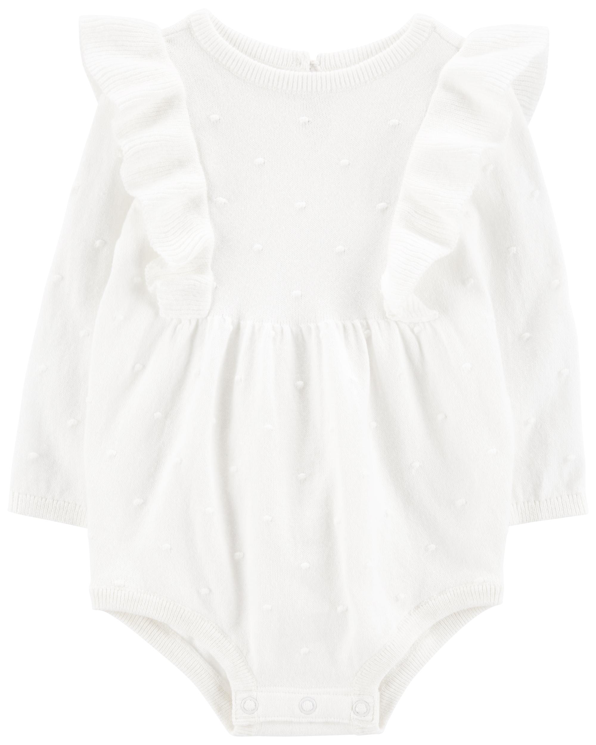 white long sleeve ruffle bodysuit