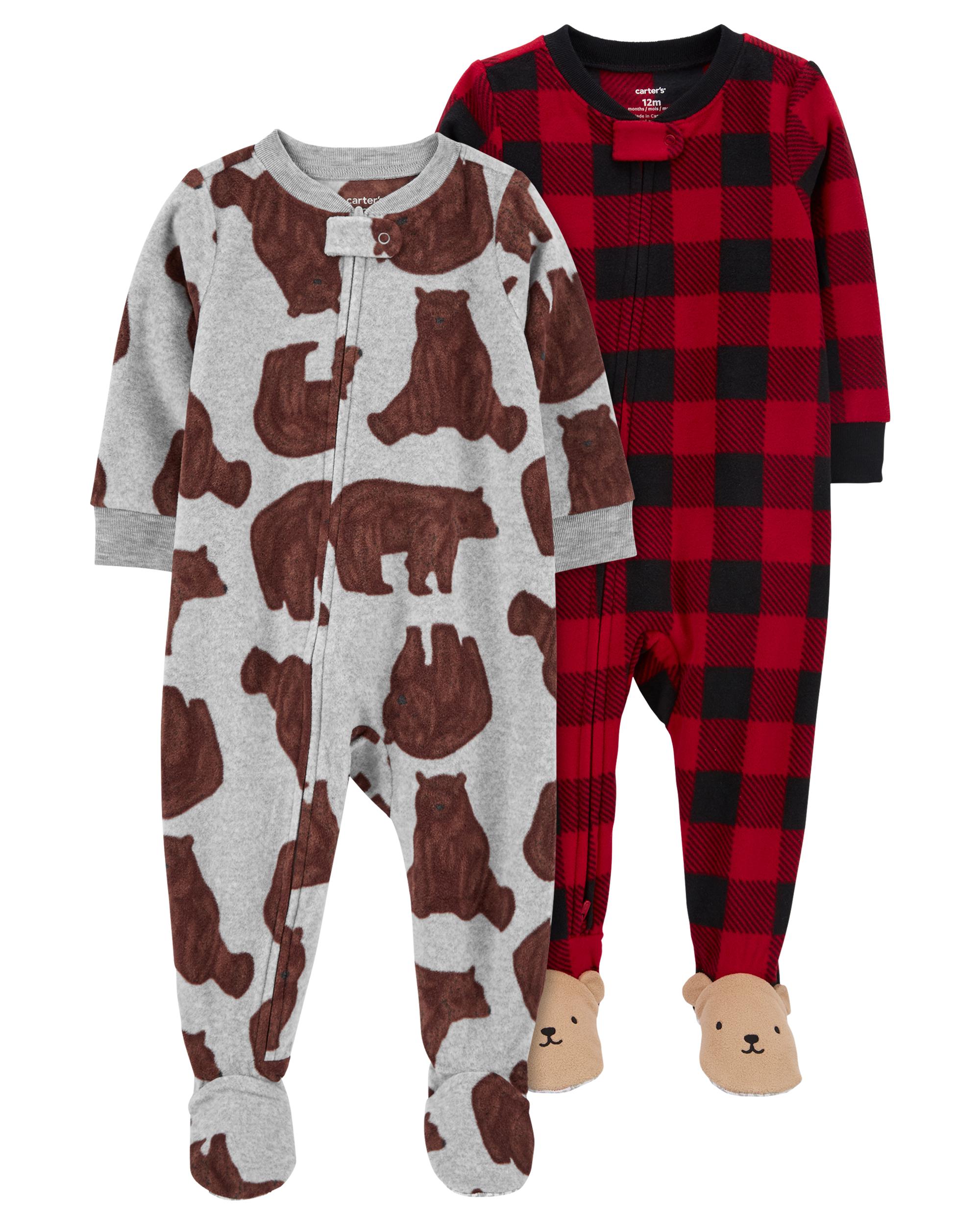 Baby 2-Pack 1-Piece Fleece Footie Pajamas, image 1 of 5 slides