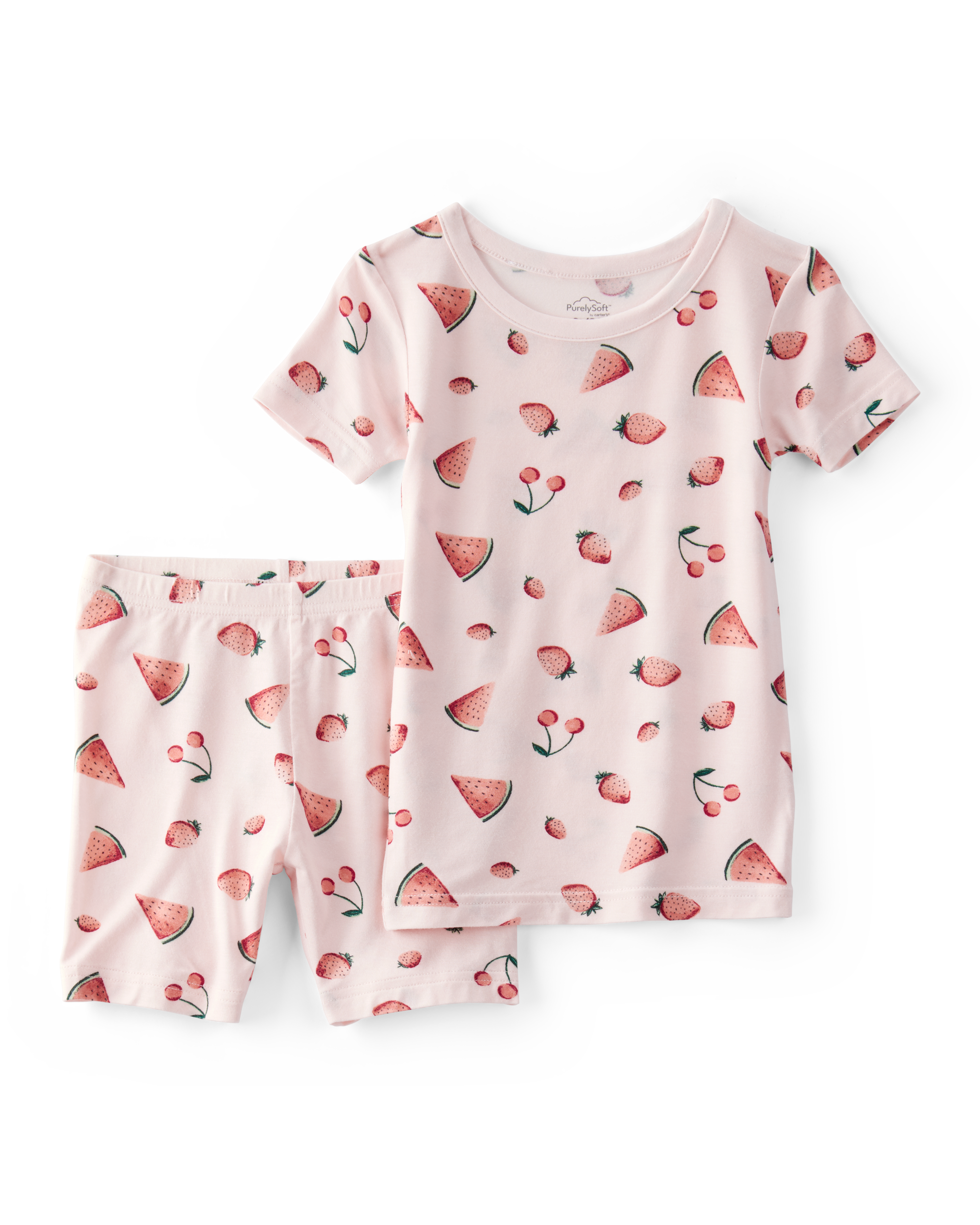 Toddler Girl Fruit Print PurelySoft 2-Piece Pajamas - Pink, image 1 of 5 slides