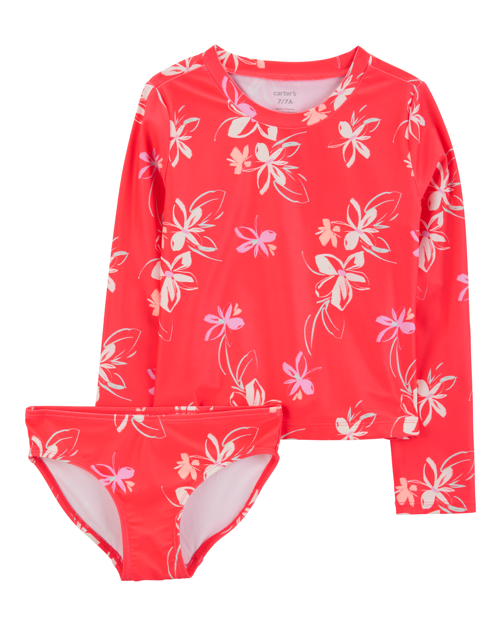 Girls 2-Piece Floral Rashguard Set, image 1 of 3 slides