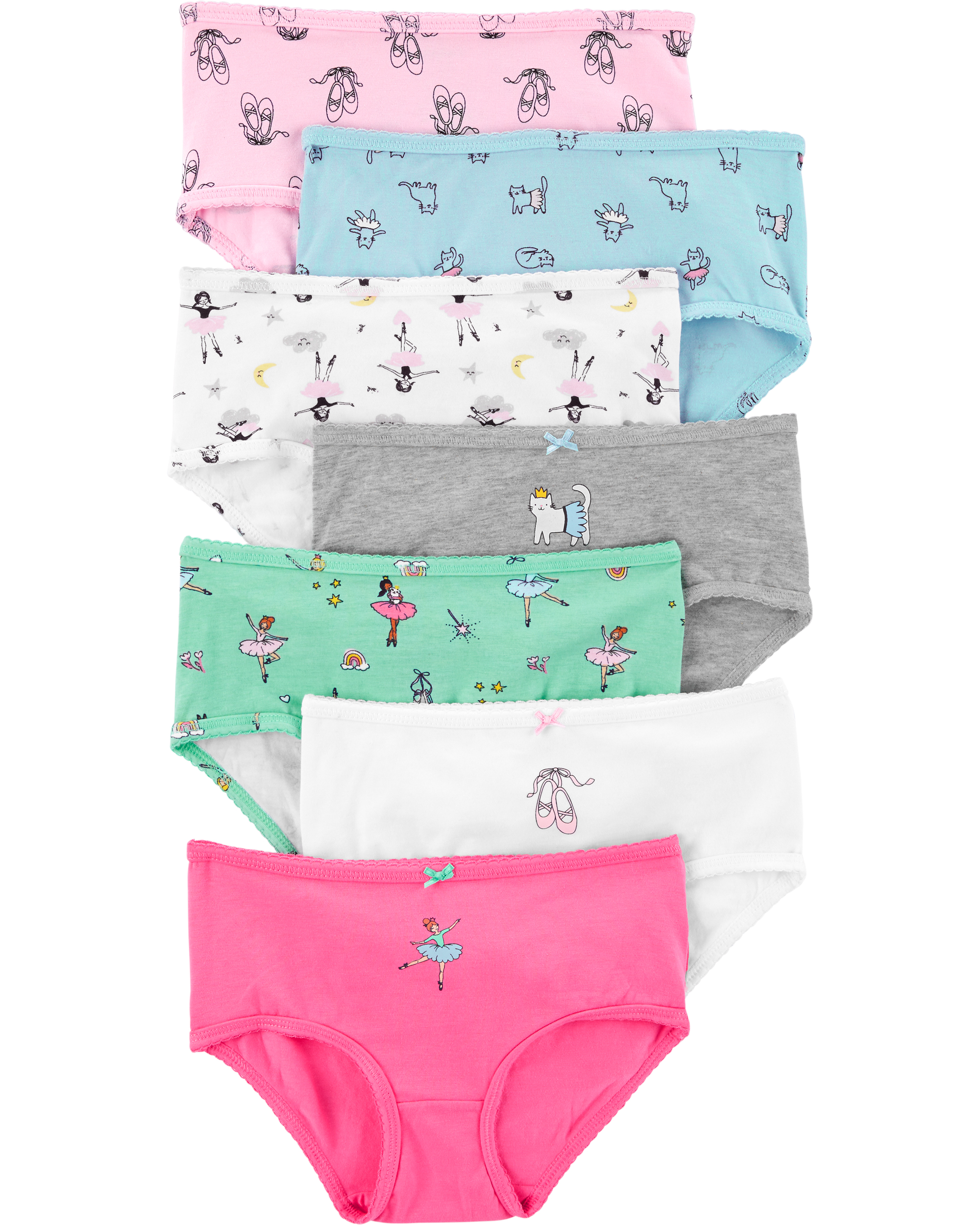 7 PACK Assorted Miraculous Girls Panties Multicolor Underwear Briefs Size 6  NWOT