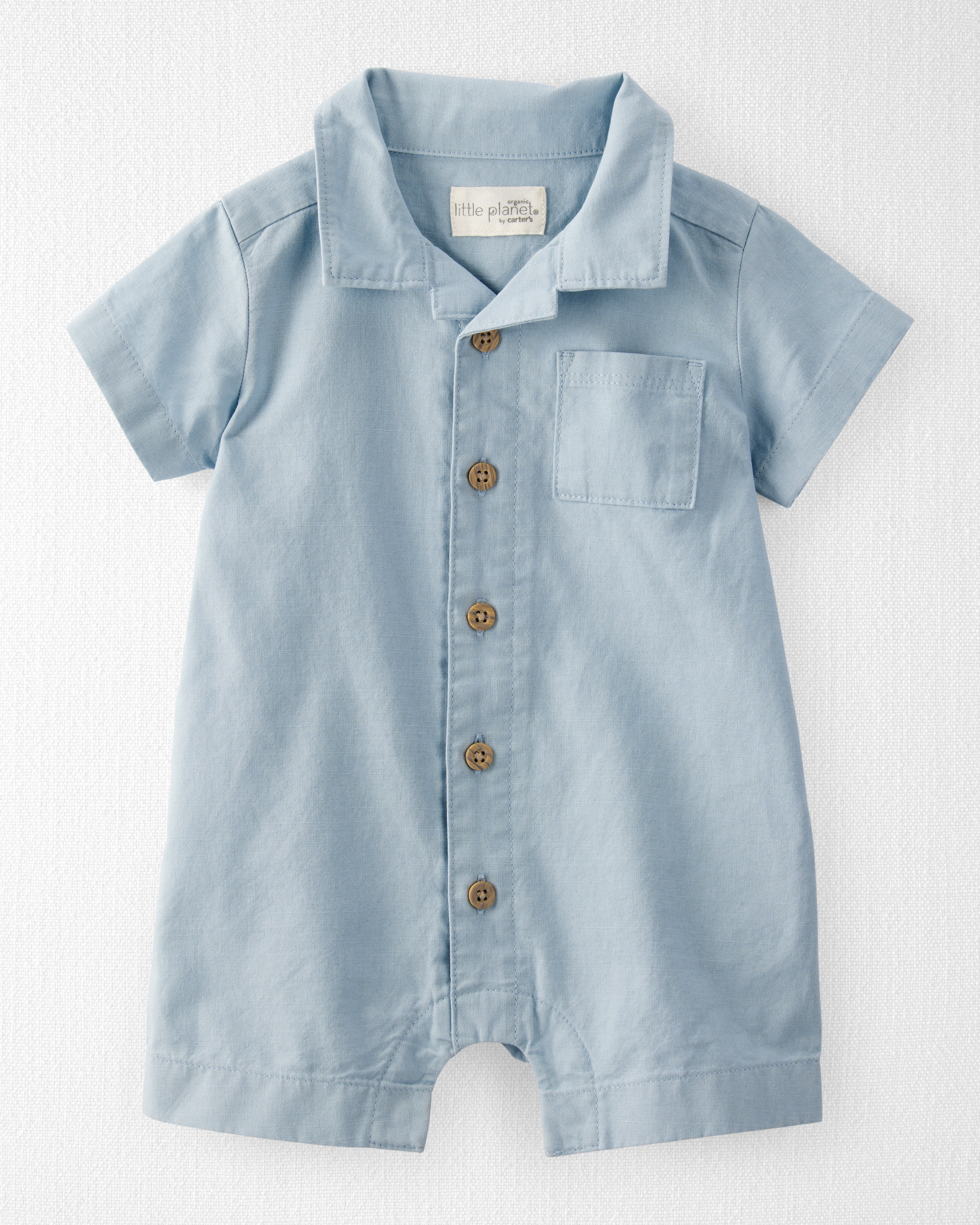 Baby Linen Romper Made with Organic Cotton, image 1 of 4 slides