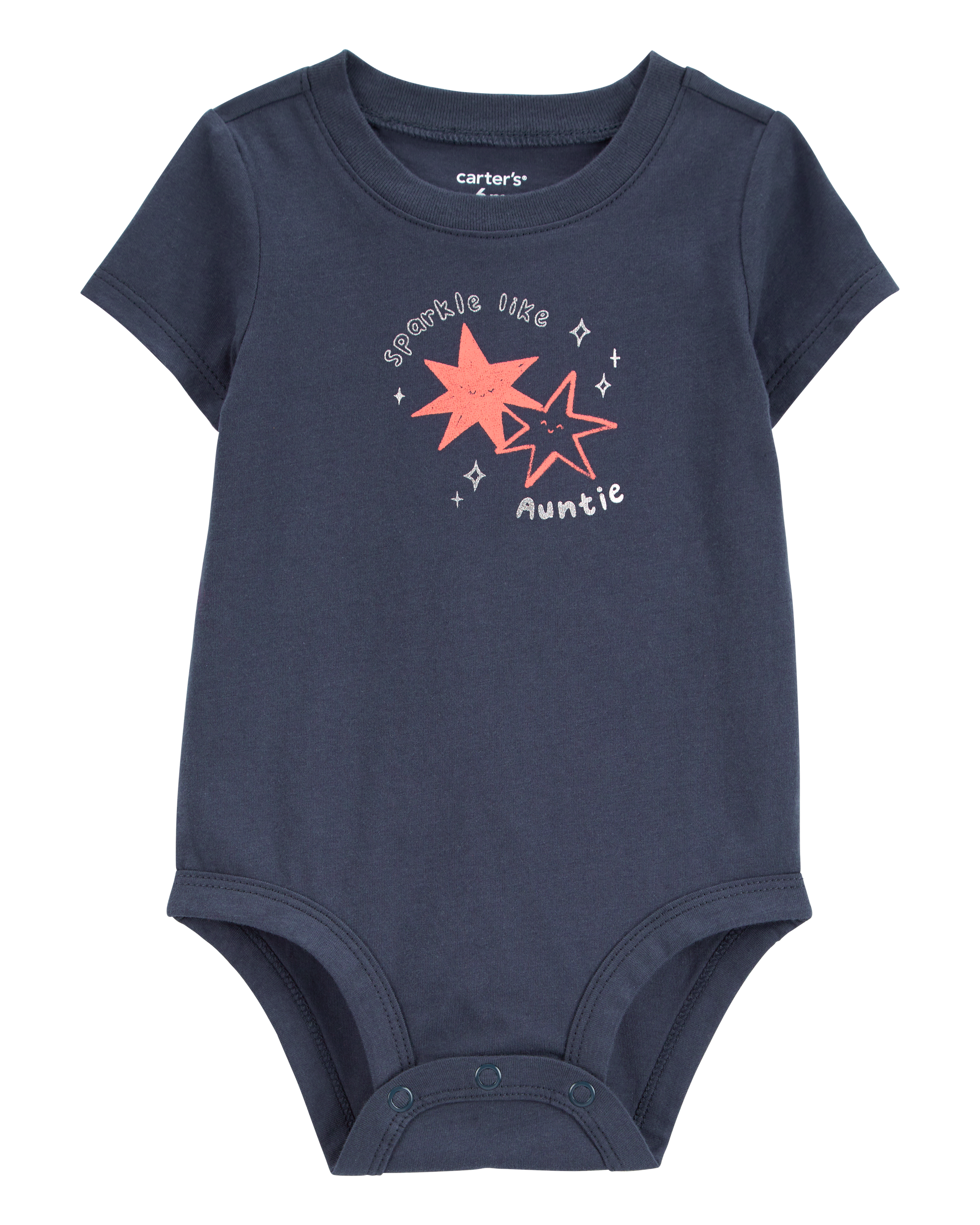 Baby Sparkle Like Auntie Short-Sleeve Bodysuit - Gray, image 1 of 3 slides