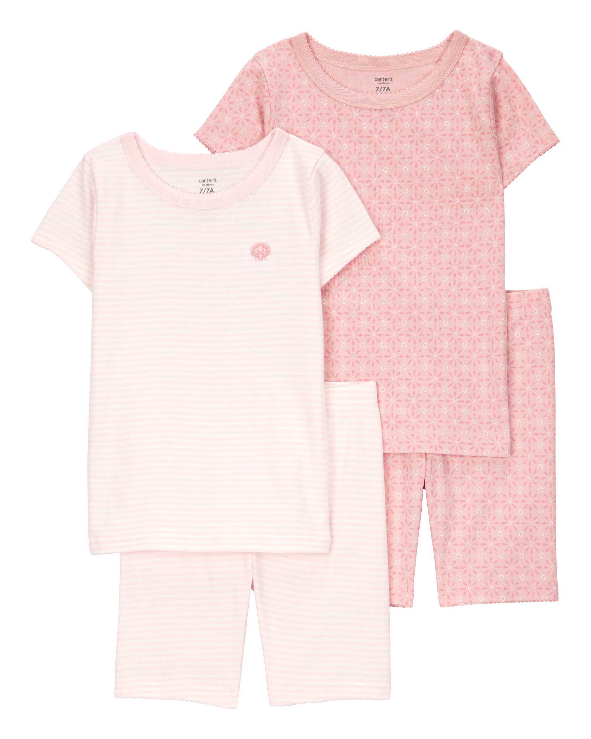 Kid Shell Print Snug Fit Cotton 4-Piece Pajamas, image 1 of 5 slides