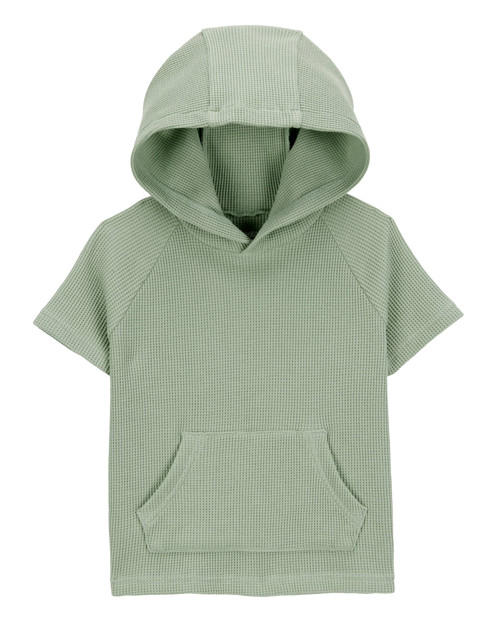 Toddler Waffle Knit Hooded Pullover - Green, image 1 of 3 slides