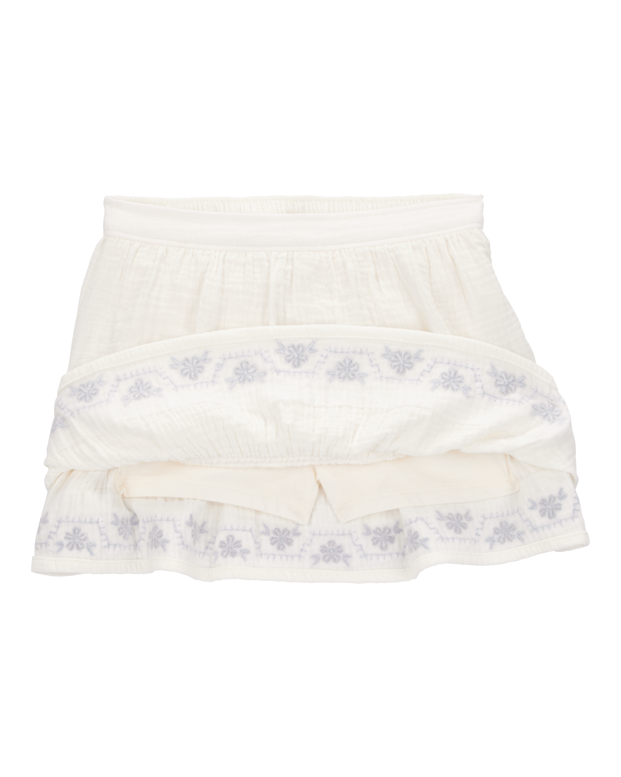 Toddler Floral Embroidered Gauze Skort - Ivory, image 4 of 6 slides