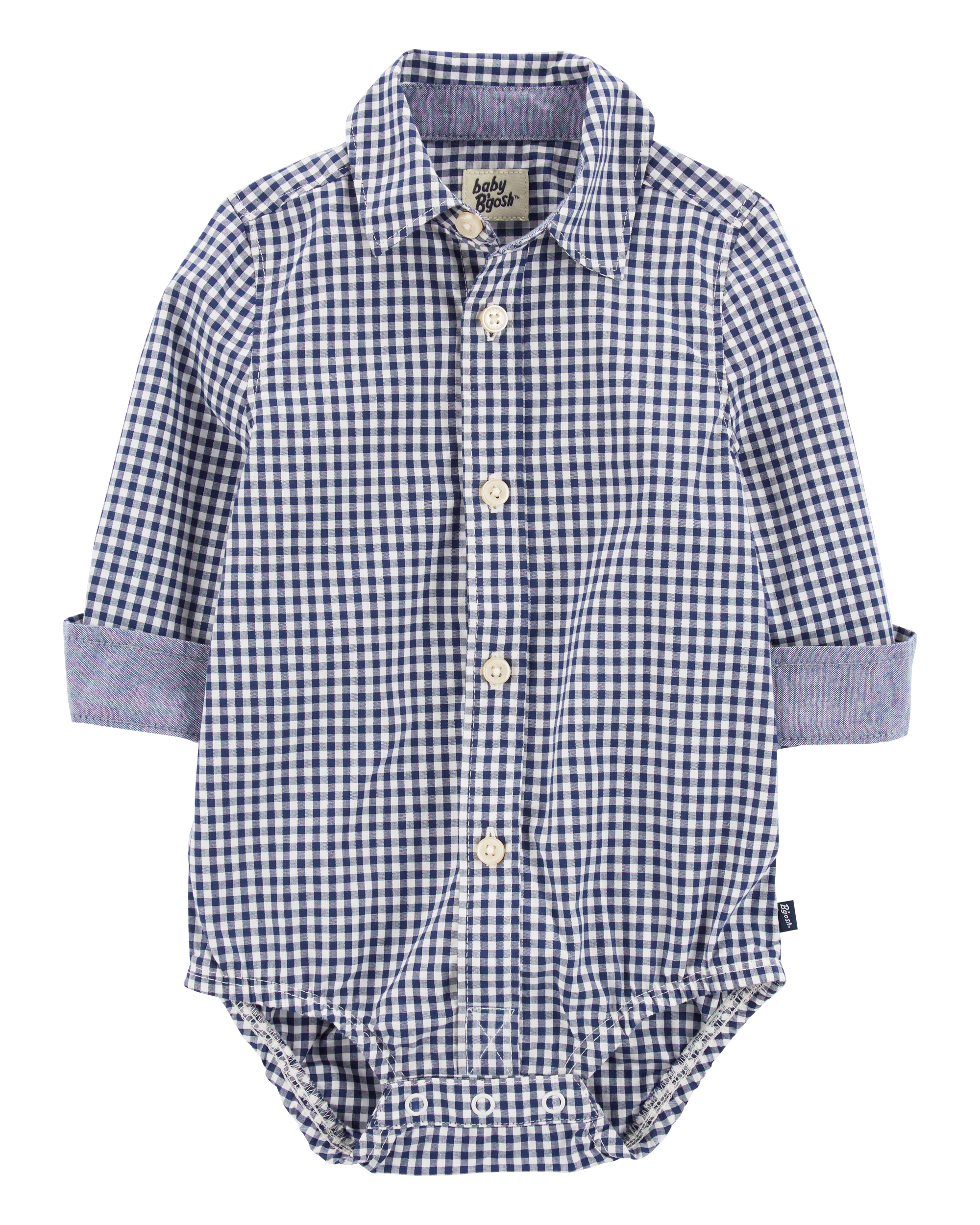 Baby Gingham Print Button-Front Bodysuit, image 1 of 4 slides