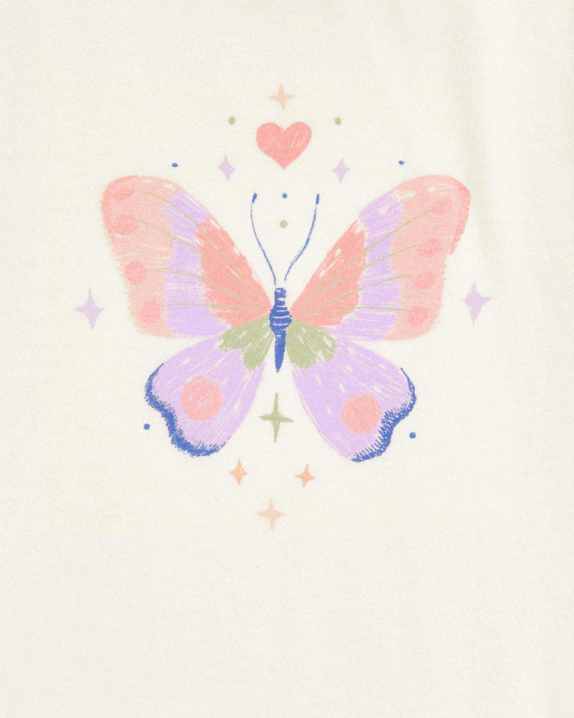 Kid 2-Piece Butterfly Tee & Pull-On French Terry Shorts Set, image 3 of 6 slides