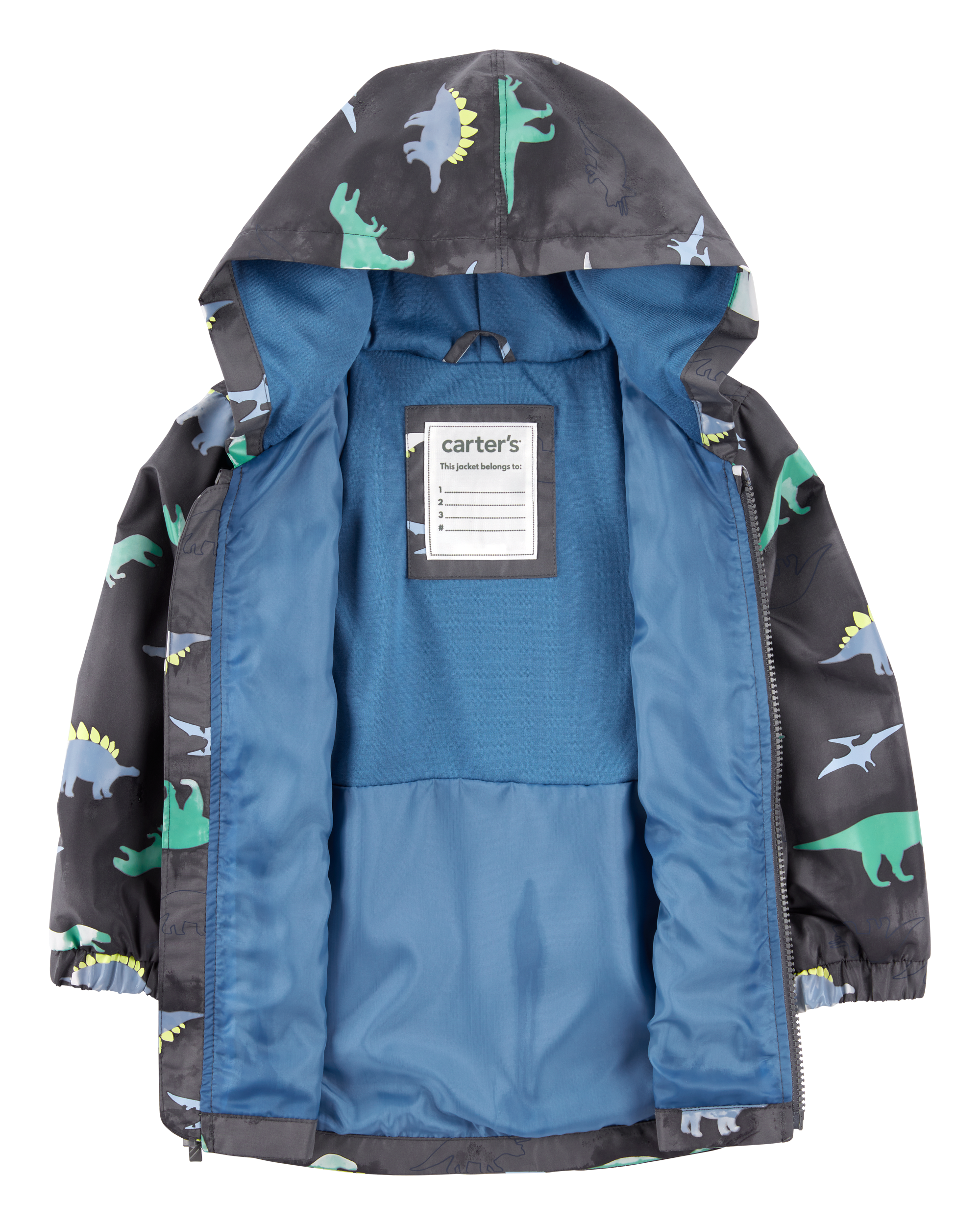 Toddler Dinosaur Color Changing Rain Jacket - Grey, image 6 of 6 slides