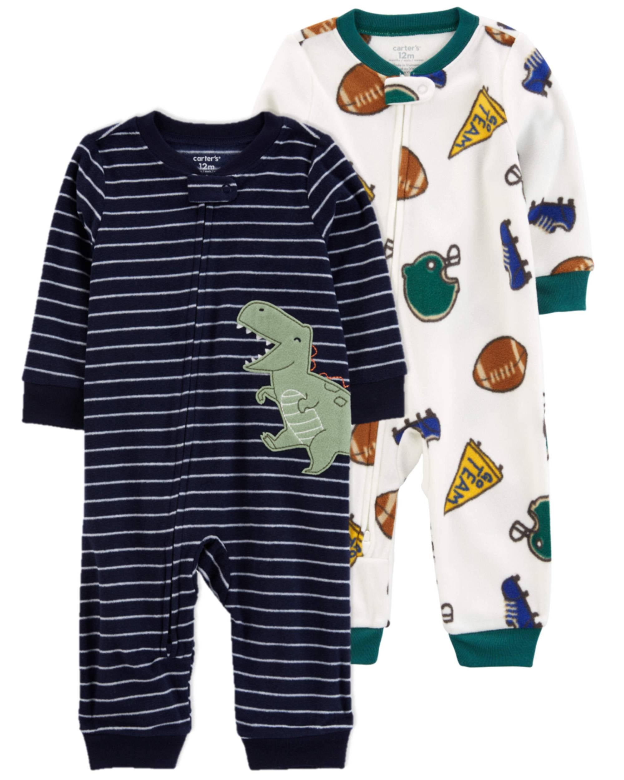 Navy Ivory Toddler 2 Pack Fleece Footless Pajamas carters