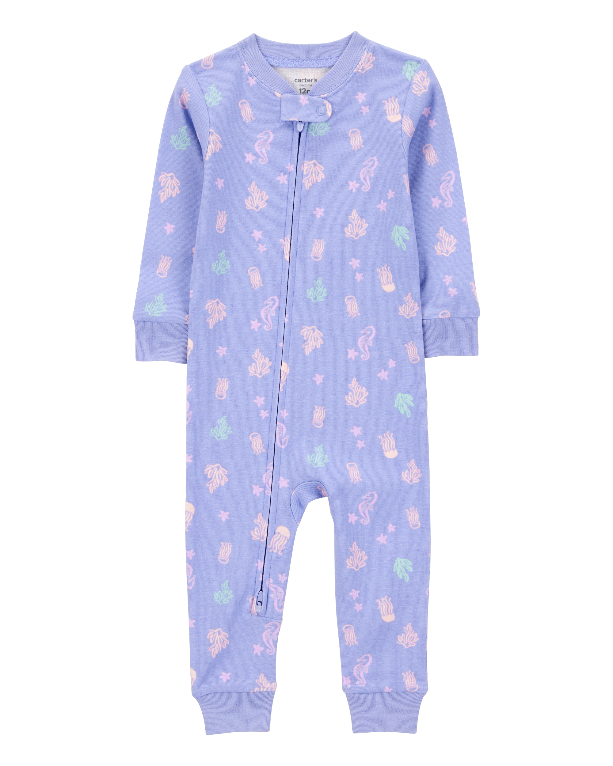 Baby Girl 1-Piece Jellyfish 100% Snug Fit Cotton Footless Pajamas - Blue, image 1 of 4 slides