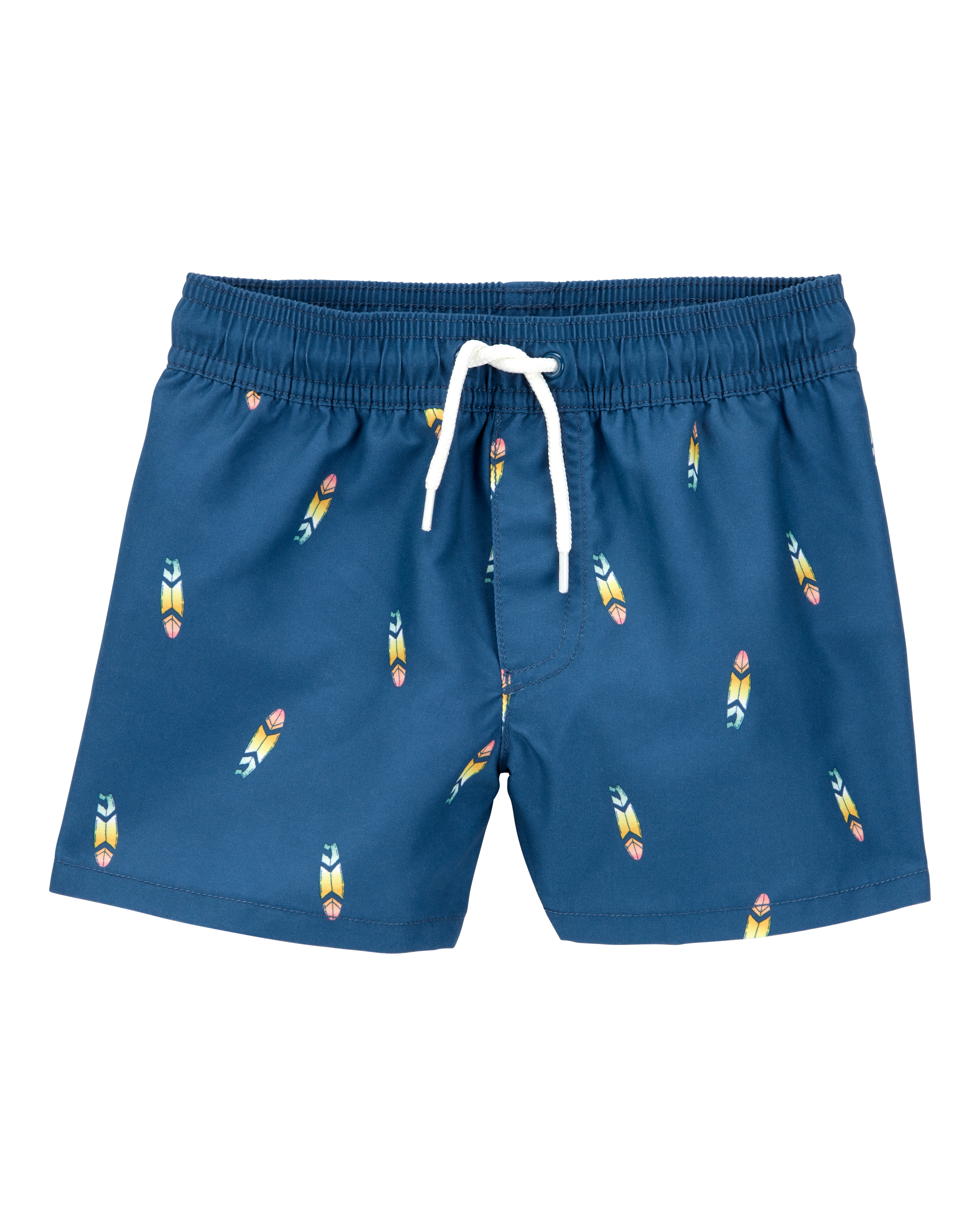 Toddler Boy Surfboard-Print Pull-On Swim Trunks, image 1 of 4 slides