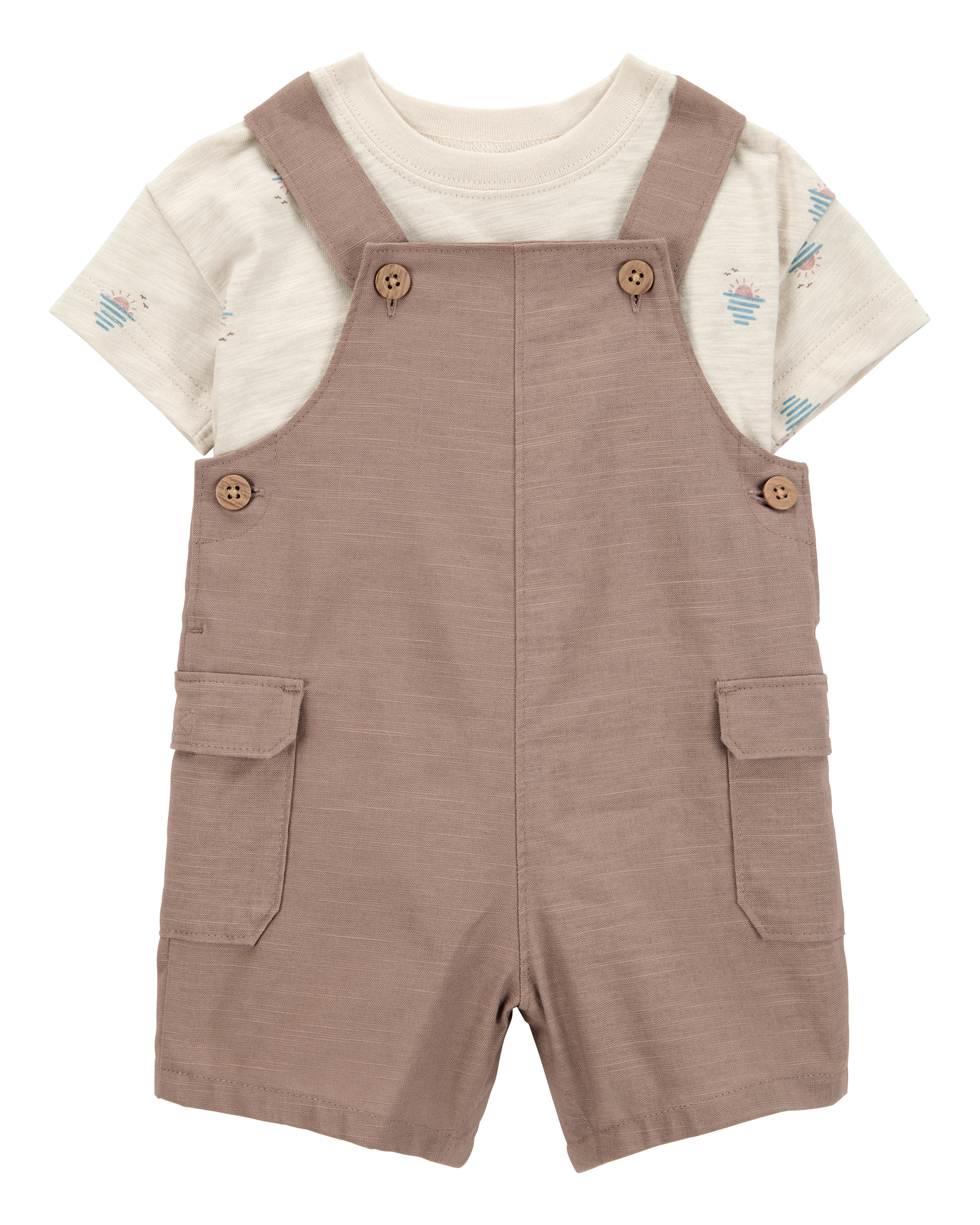 Baby 2-Piece Sunset Tee & Shortall Set, image 1 of 6 slides