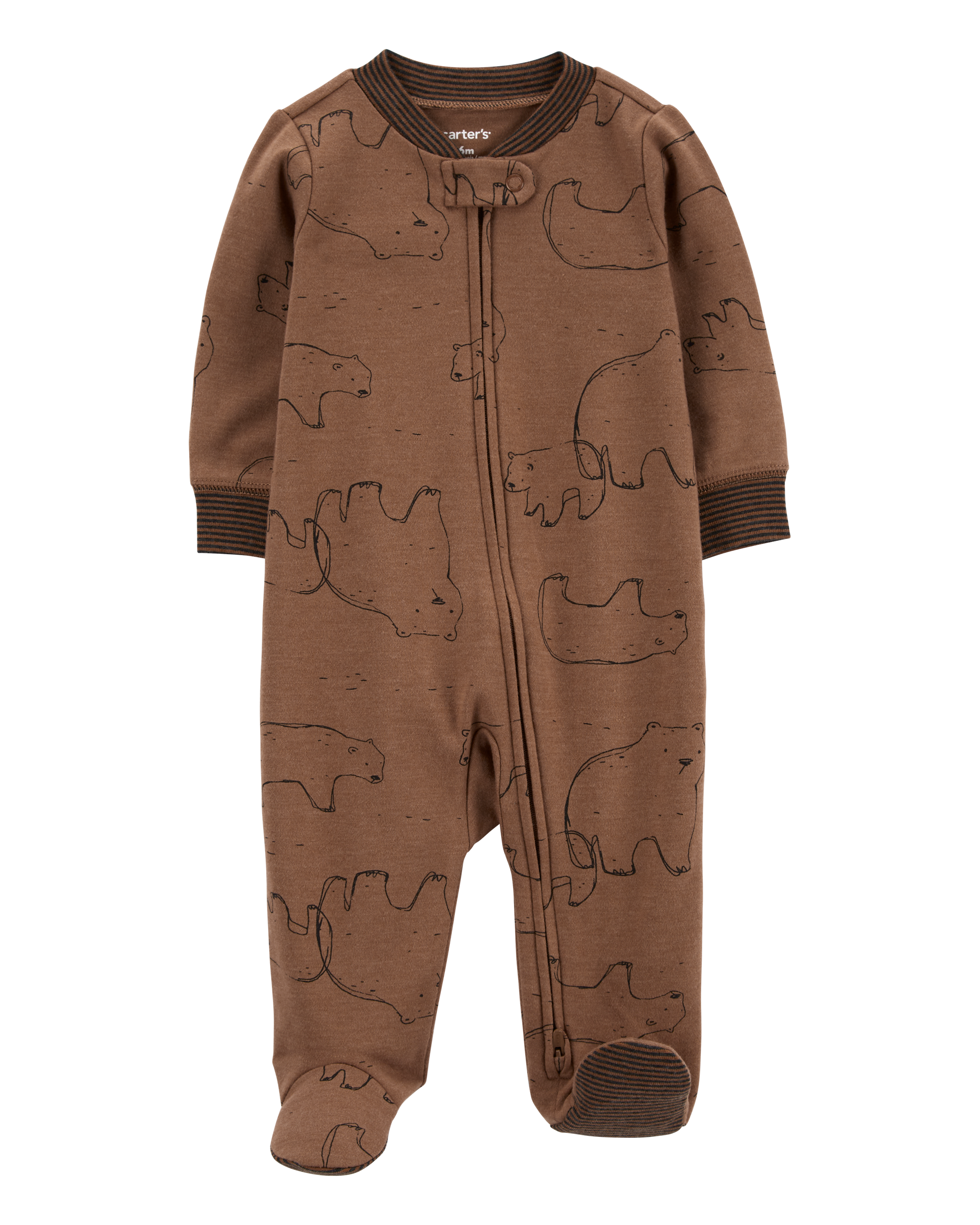 Baby Polar Bear 2-Way Zip Cotton Blend Sleep & Play Pajamas, image 2 of 5 slides