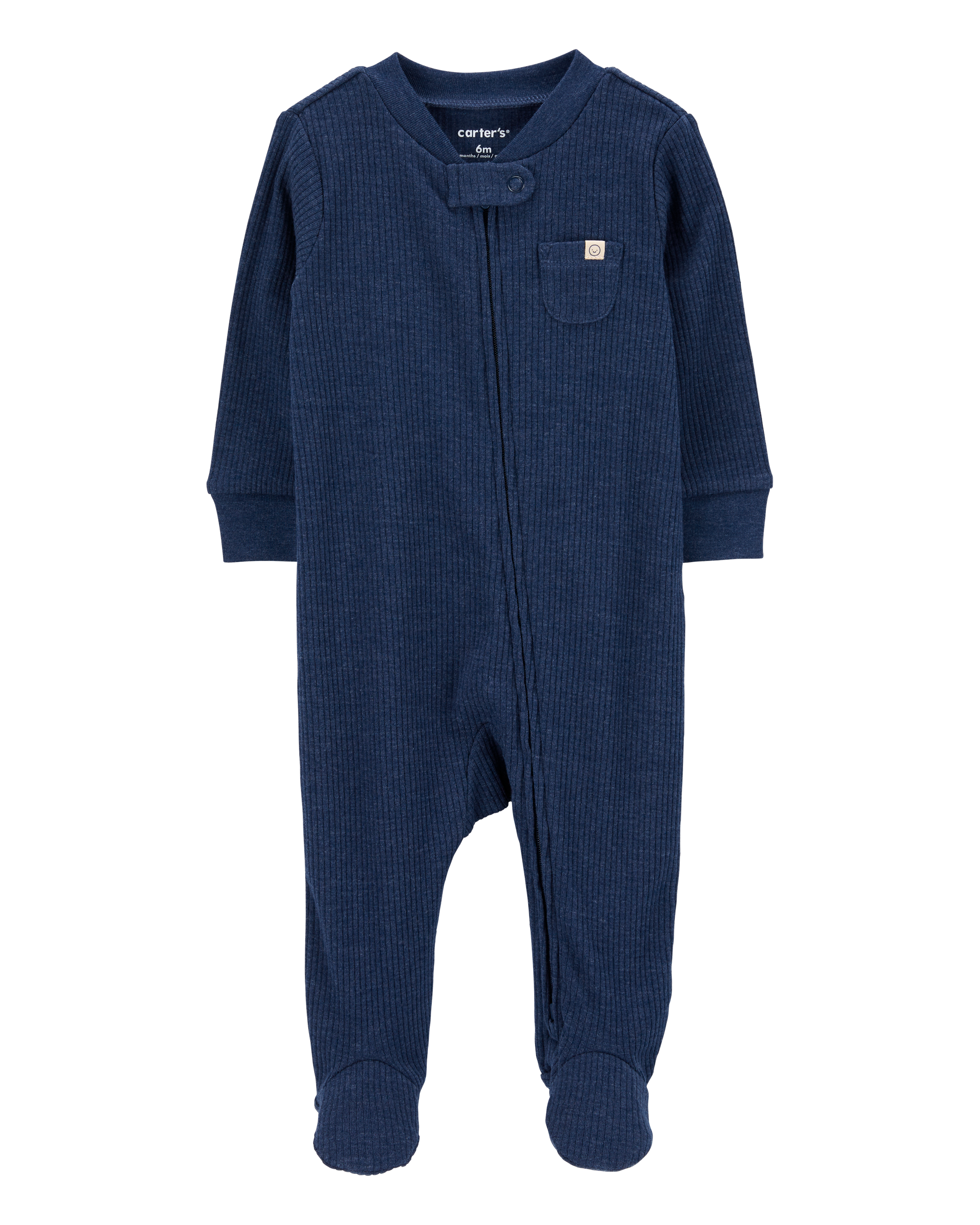 Baby Boy Textured 2-Way Zip Sleep & Play Pajamas, image 1 of 3 slides