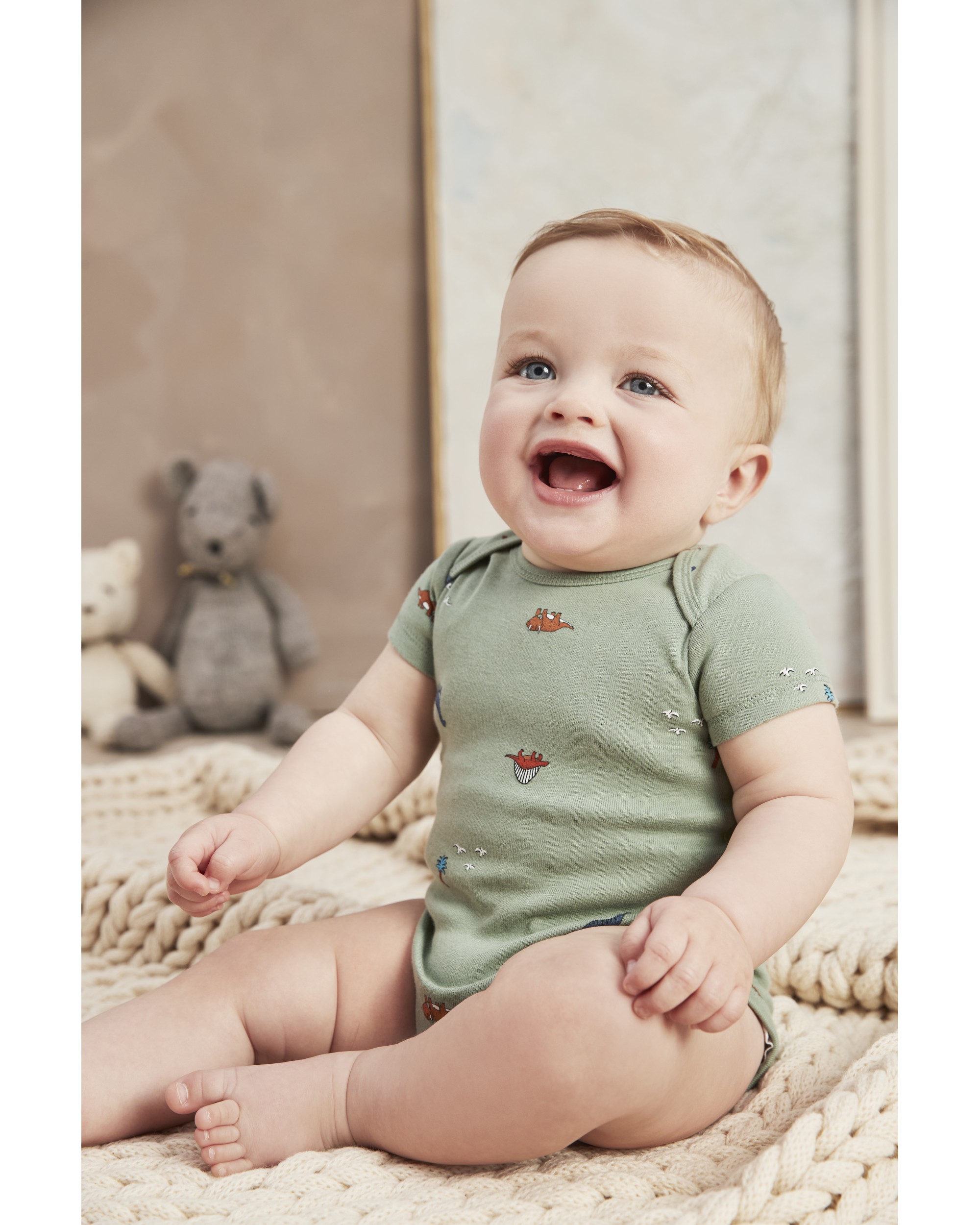 Carter's Little Planet Organic Cotton Rib Bodysuits (3 Pack) - Multi-Color  Dino, 3 M