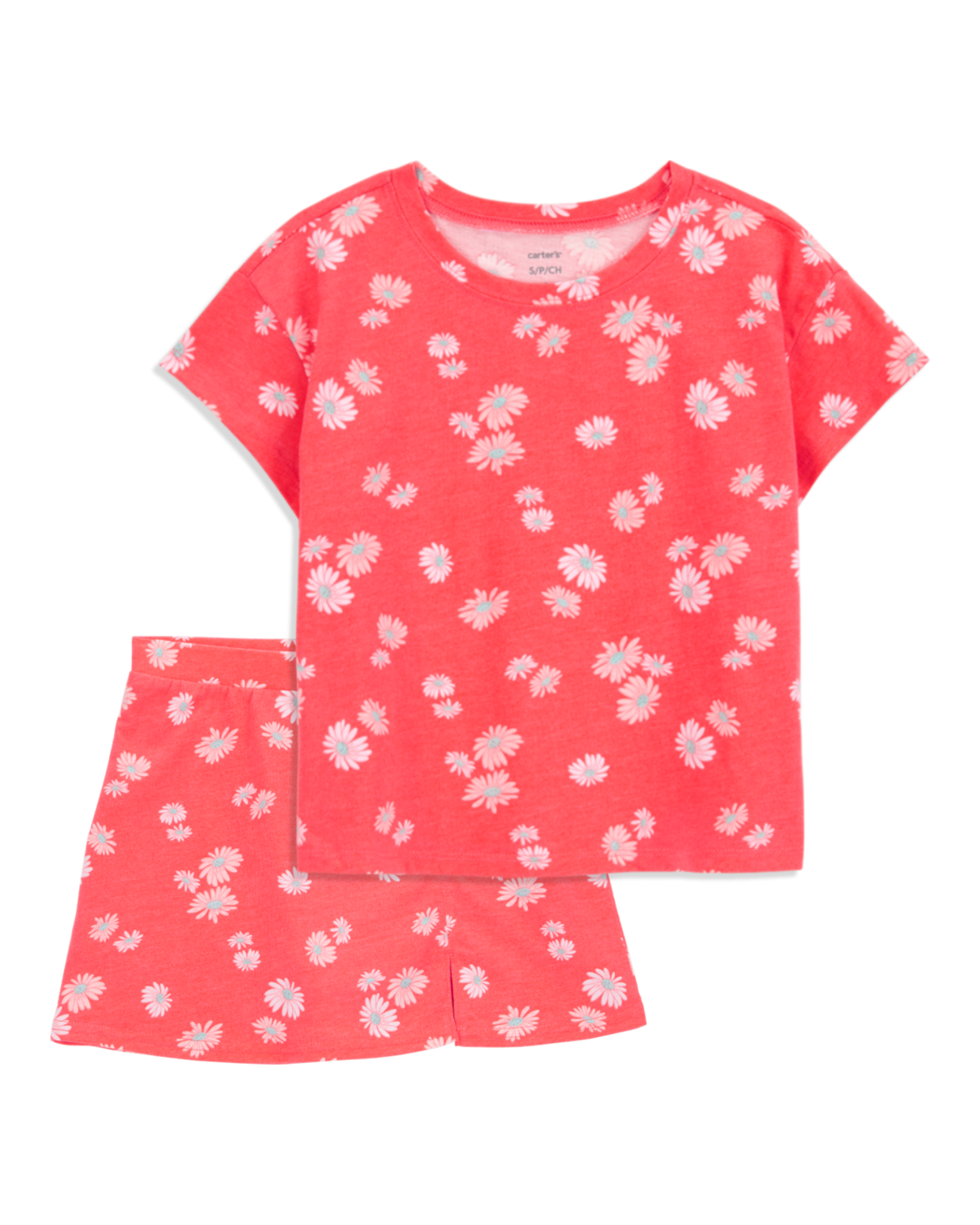 Kid 2-Piece Floral Short-Sleeve Tee & Golf Skort Set - Orange, image 1 of 6 slides
