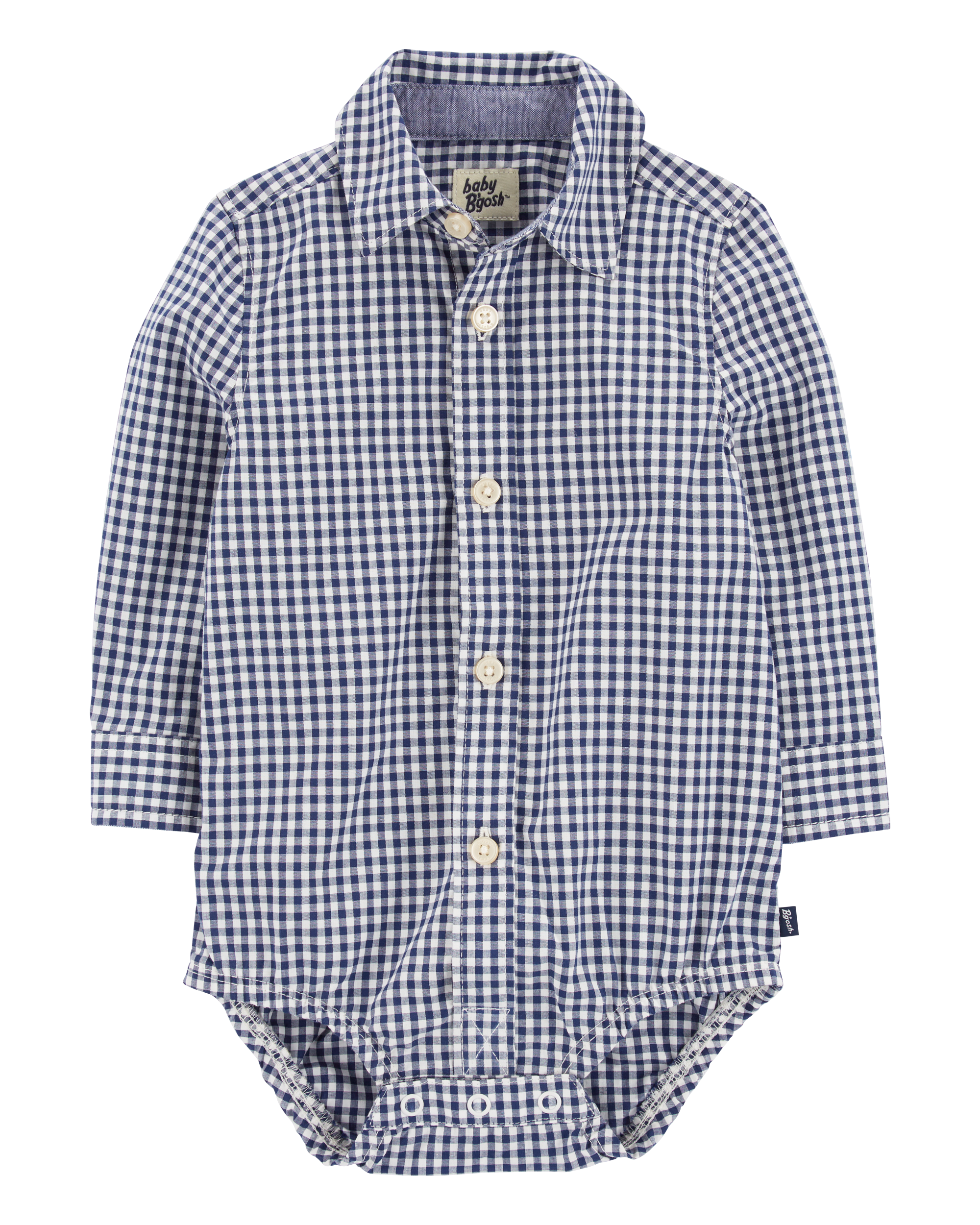 Baby Gingham Print Button-Front Bodysuit, image 2 of 4 slides
