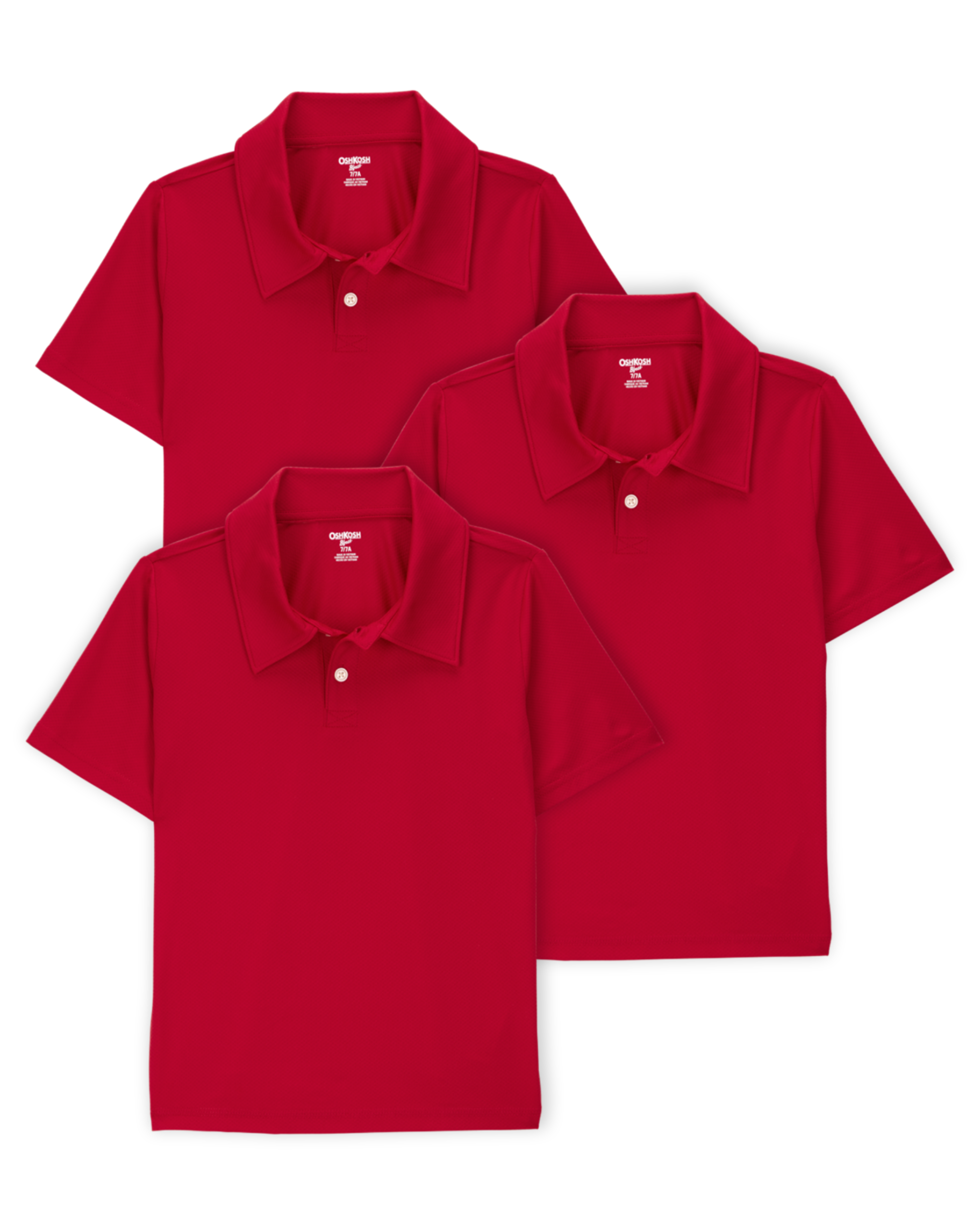 Kid 3-Pack Active Uniform Polo Shirts in Moisture Wicking BeCool™ Fabric - Red, image 1 of 3 slides