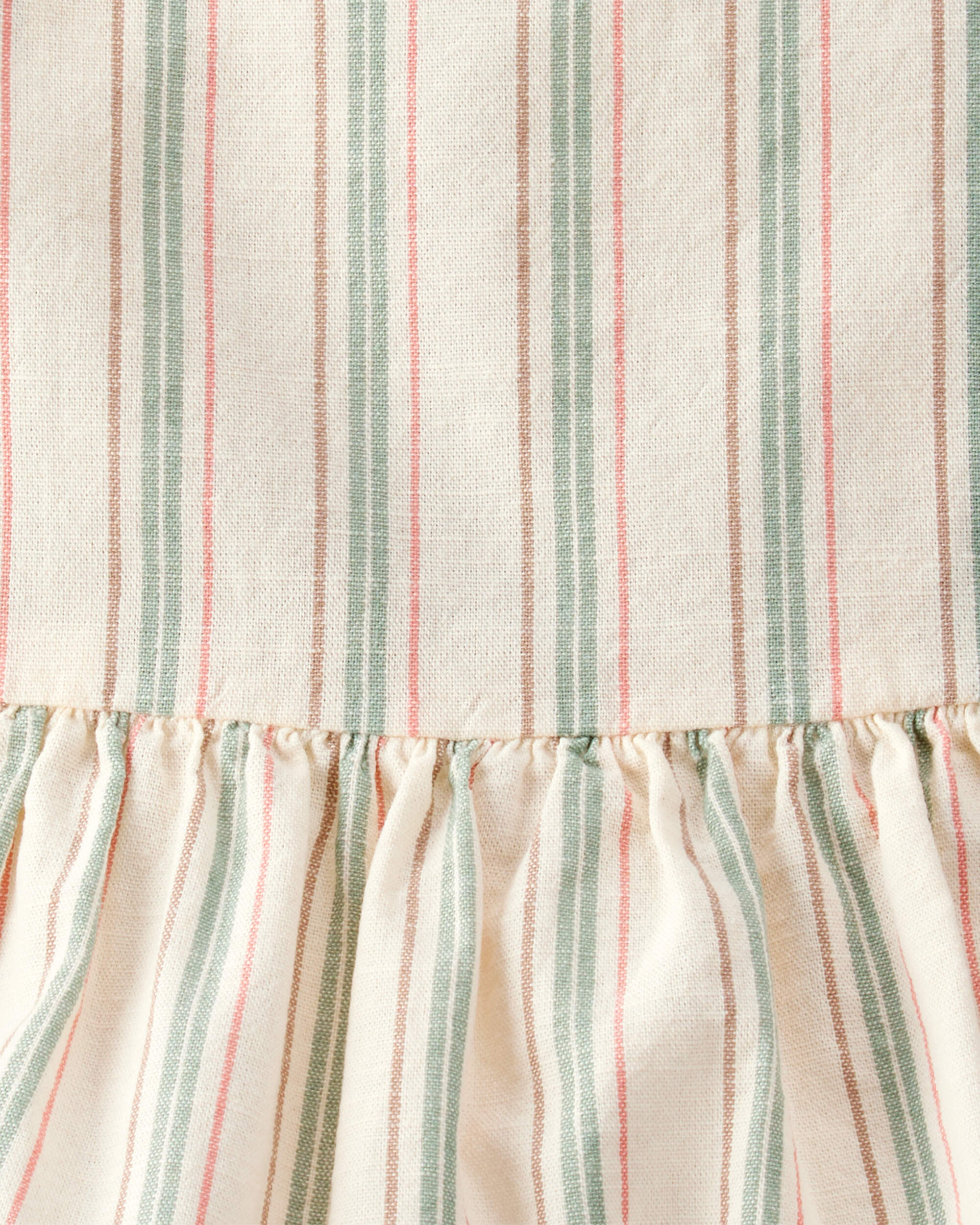 Baby Striped Sunsuit Made with Organic Cotton and Linen Blend, image 4 of 6 slides