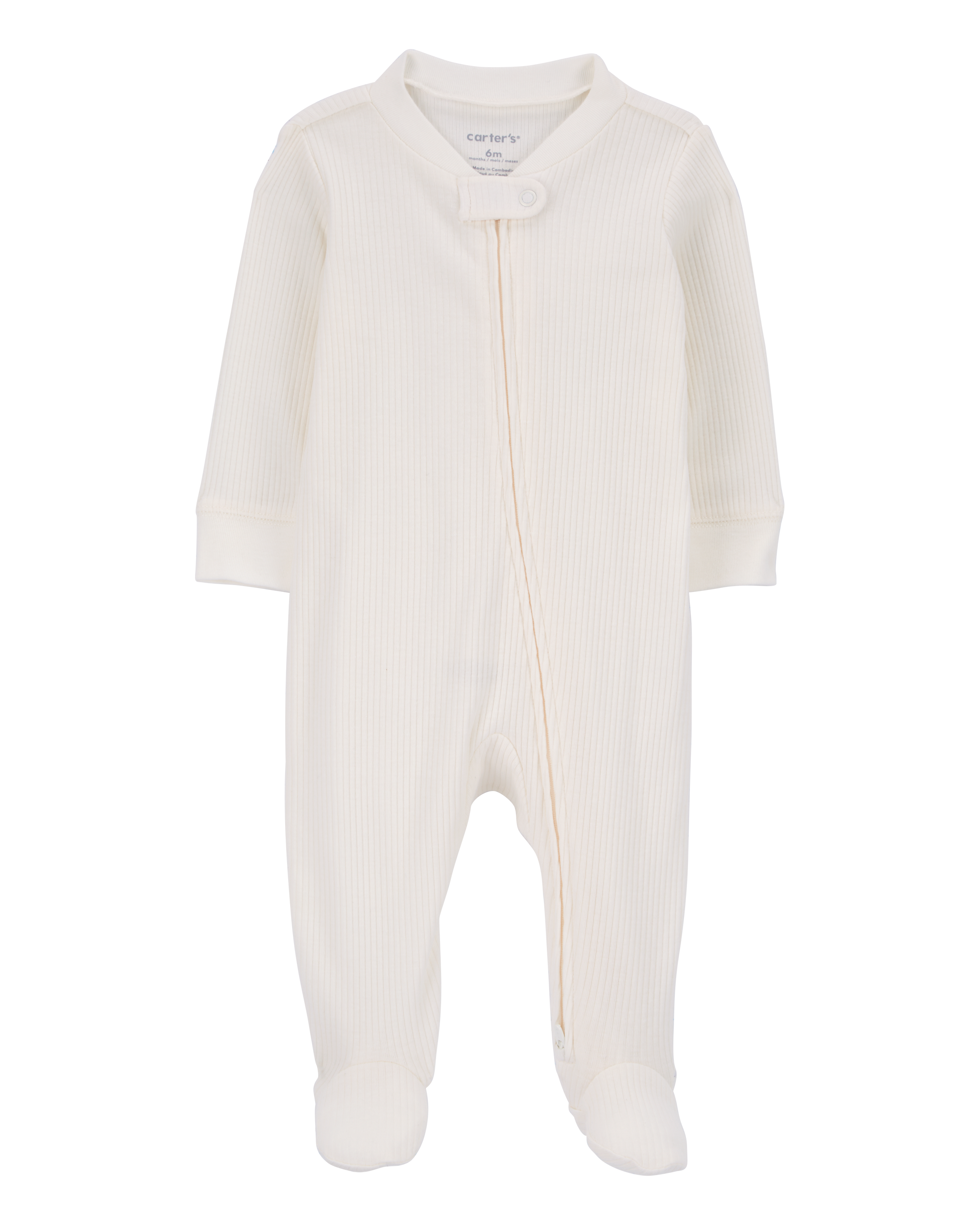 Baby Zip-Up Ribbed Sleep & Play Pajamas - Ivory, image 1 of 4 slides