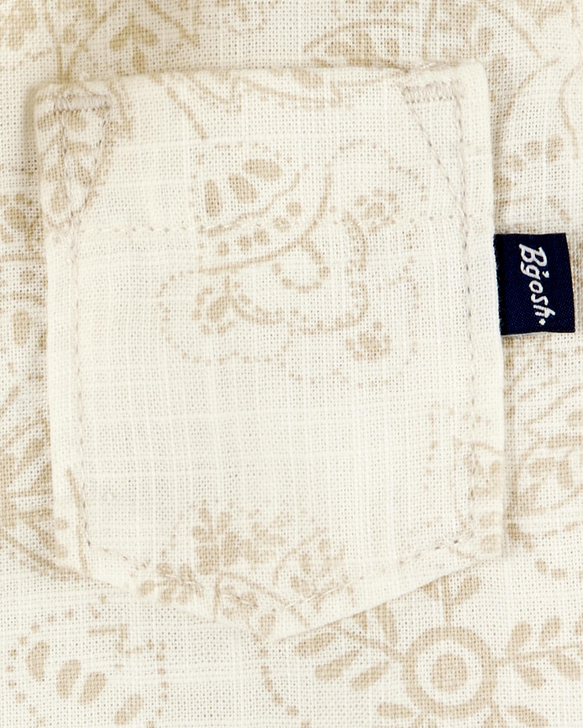 Baby Boy Tropical Paisley Cotton Short-Sleeve Top - Cream, image 2 of 3 slides