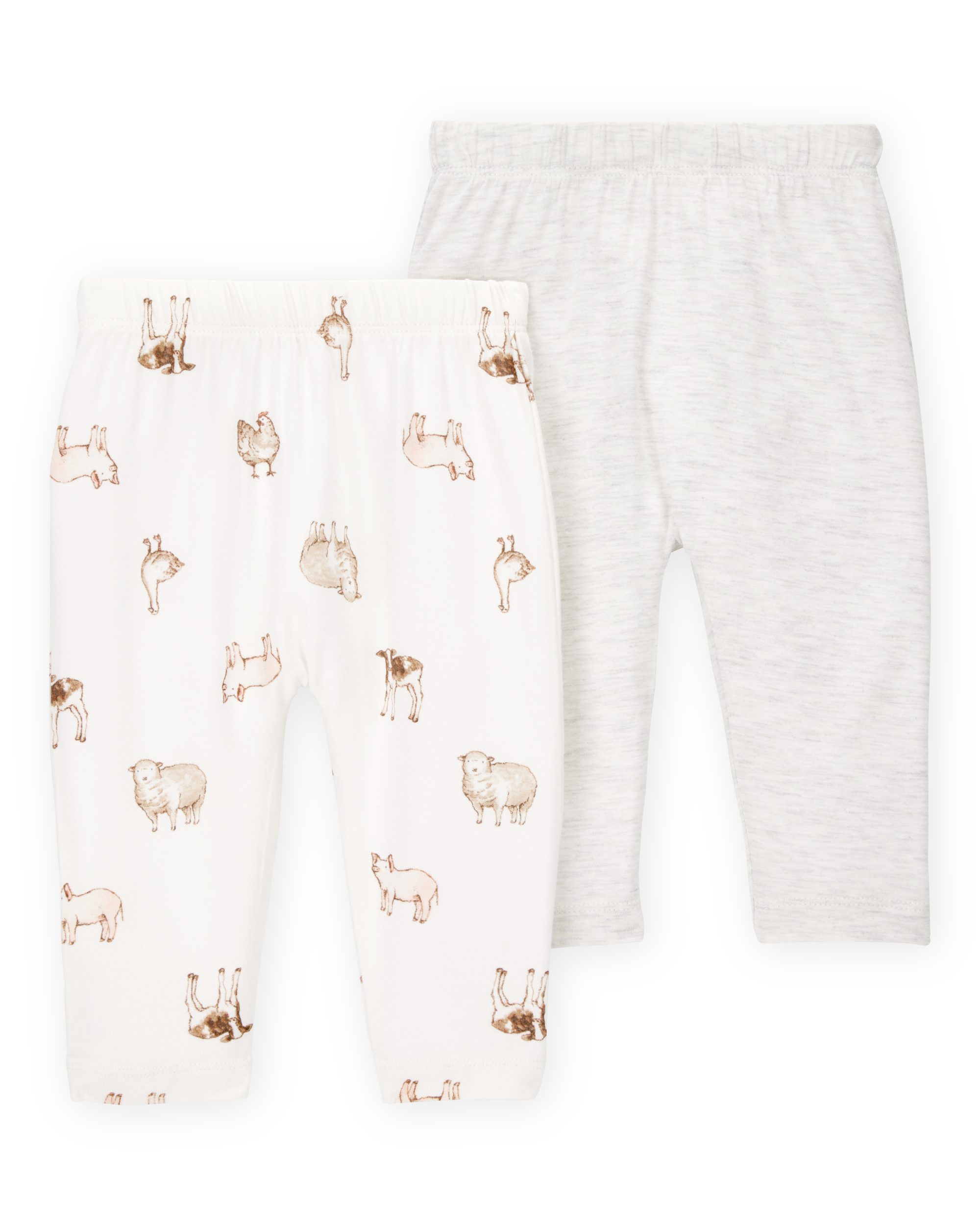 Baby Girl 2-Pack PurelySoft Pull-On Pants - Grey/Ivory, image 1 of 5 slides