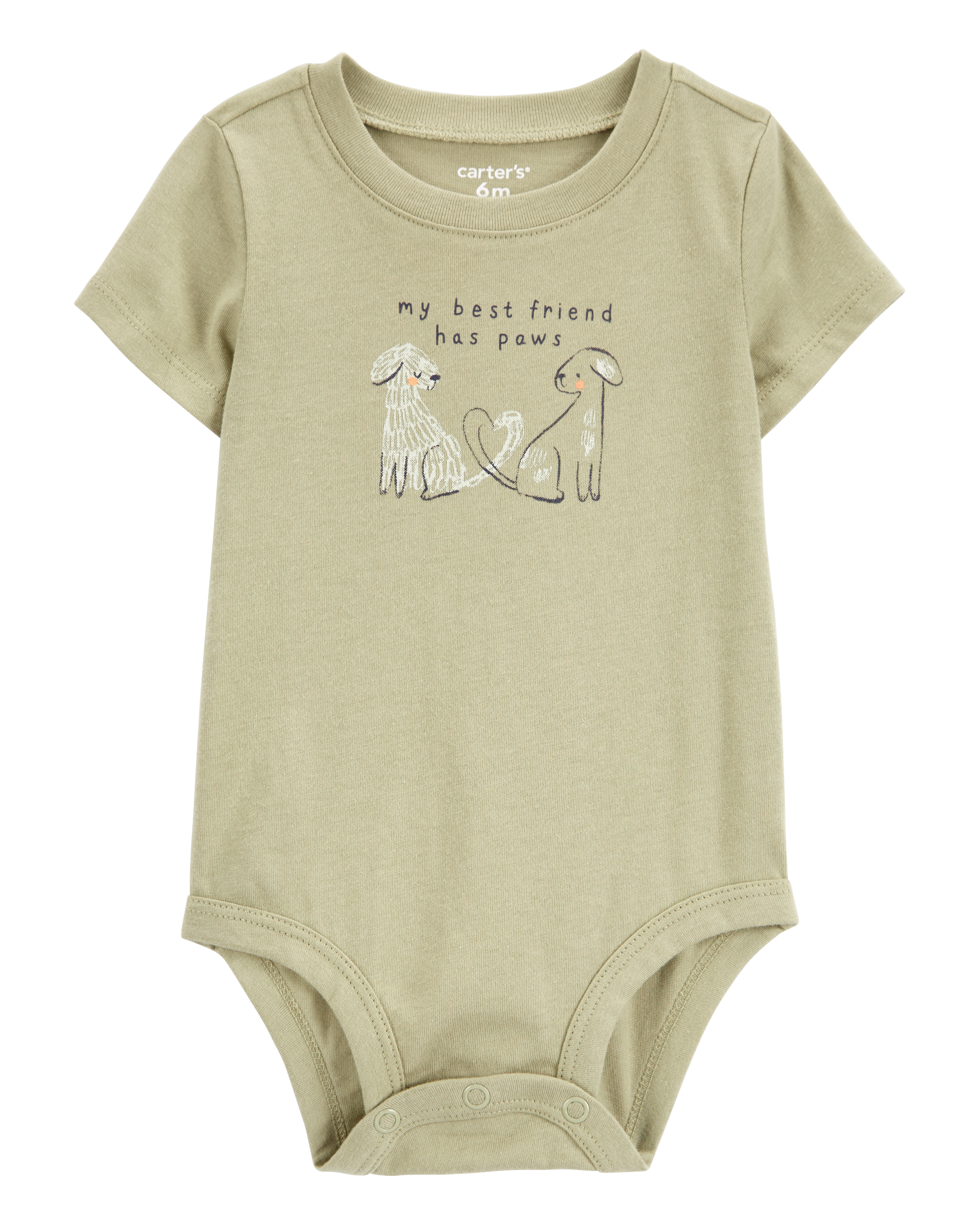 Baby Dog Best Friend Short-Sleeve Bodysuit - Olive, image 1 of 3 slides