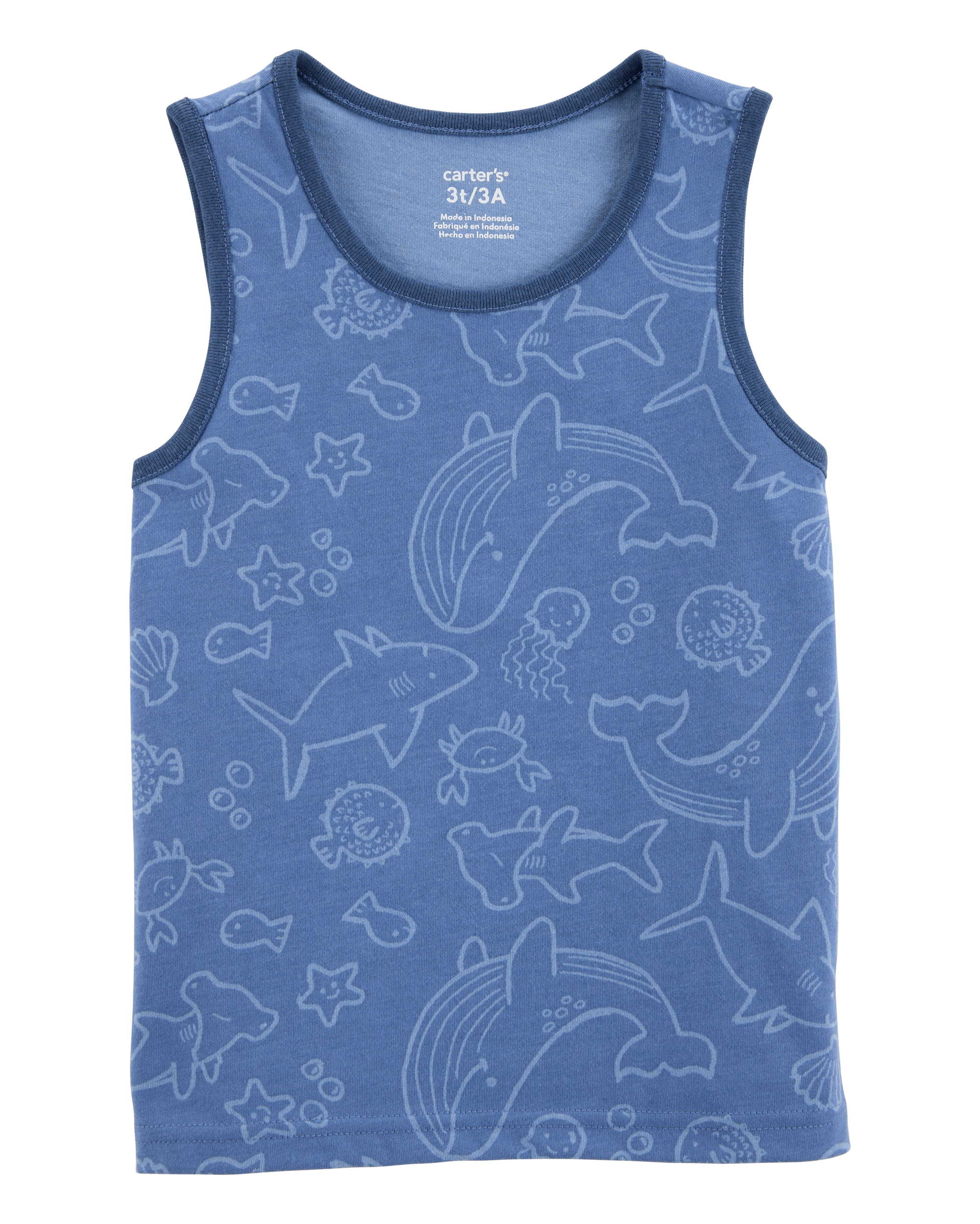 Baby Sea Animals Graphic Tank - Blue, image 1 of 3 slides