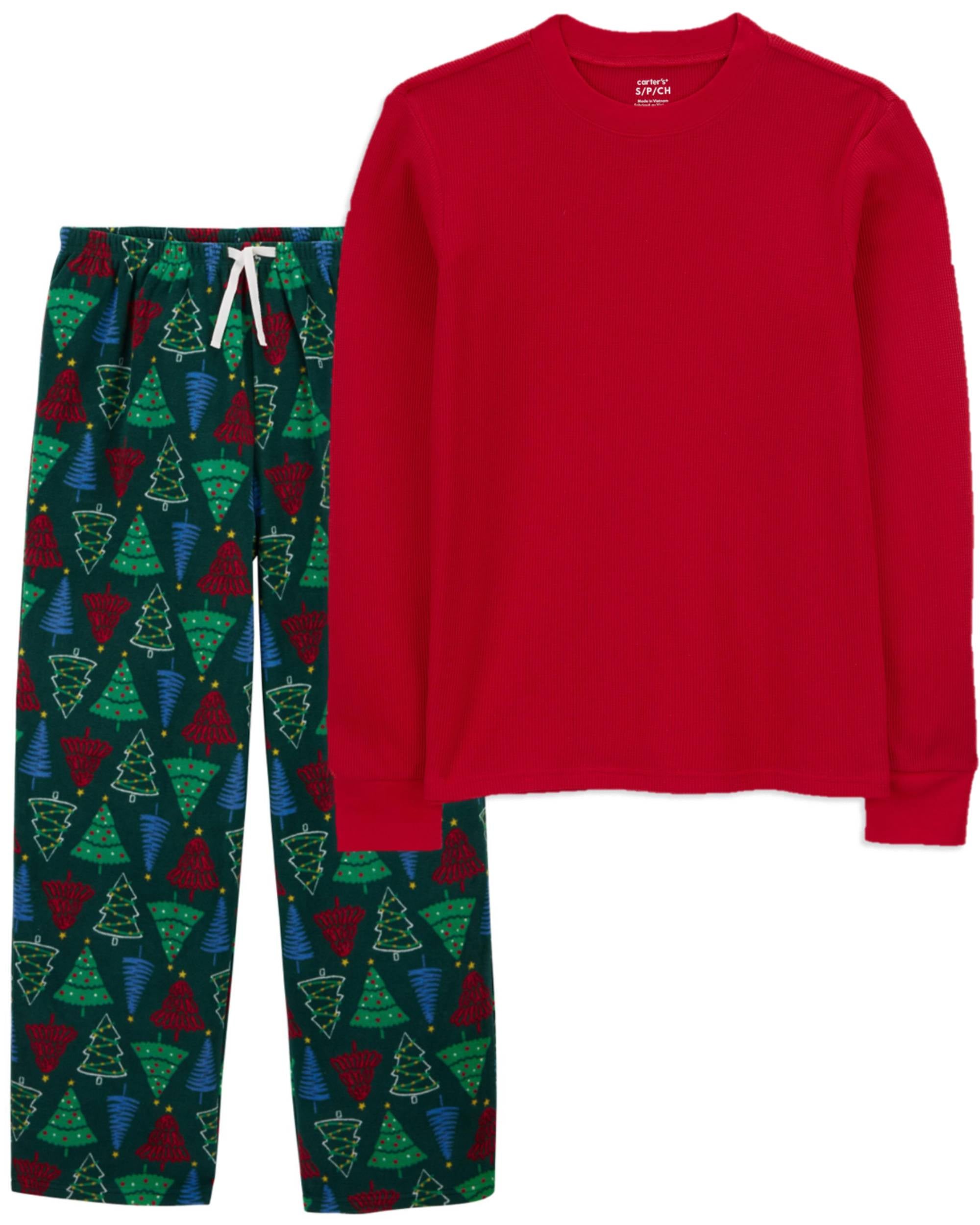 Red Green Adult 2 Piece Thermal Pajama Top Fleece Pant Pajamas carters