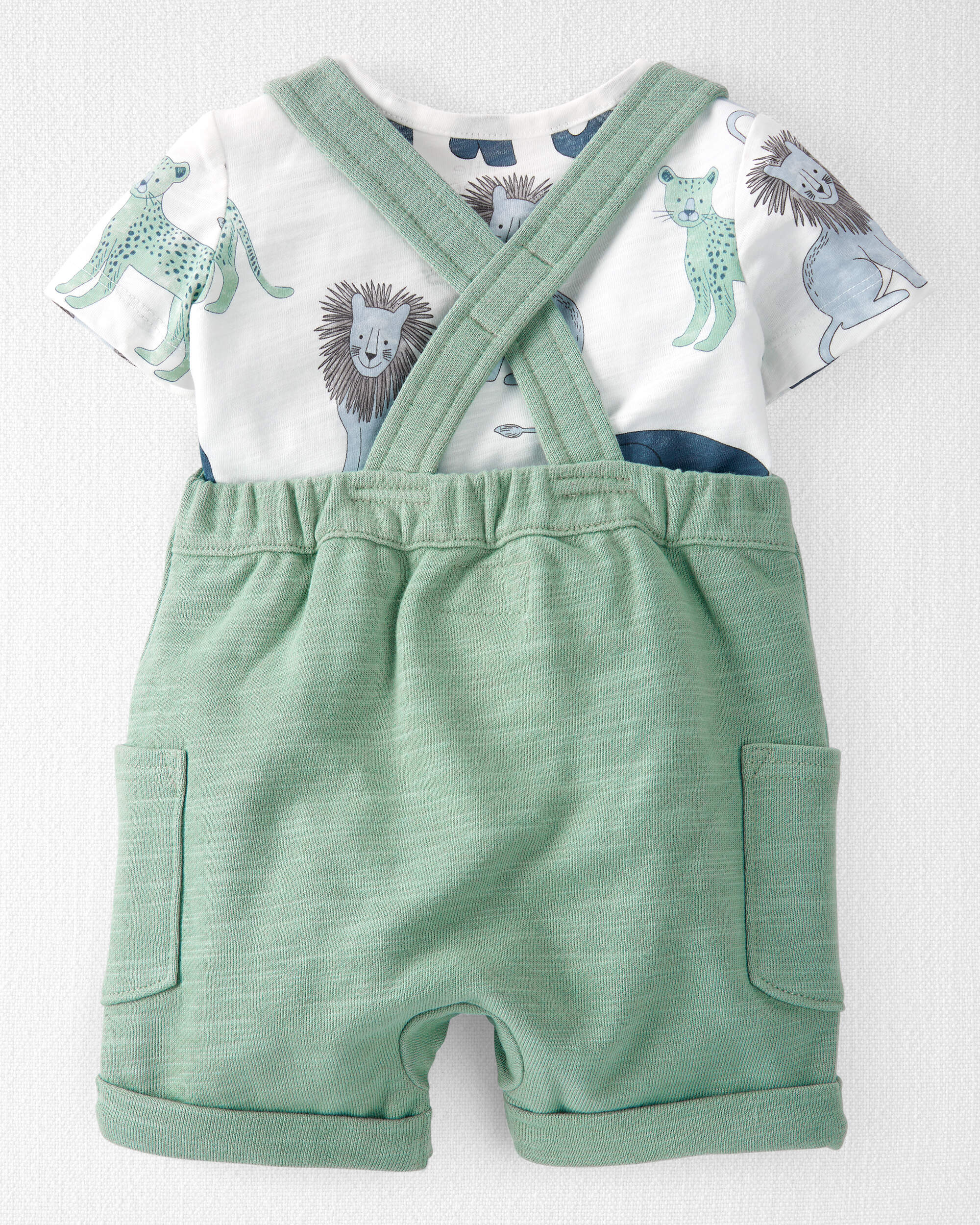 Baby 2-Piece Organic Cotton Shortall Set, image 2 of 8 slides