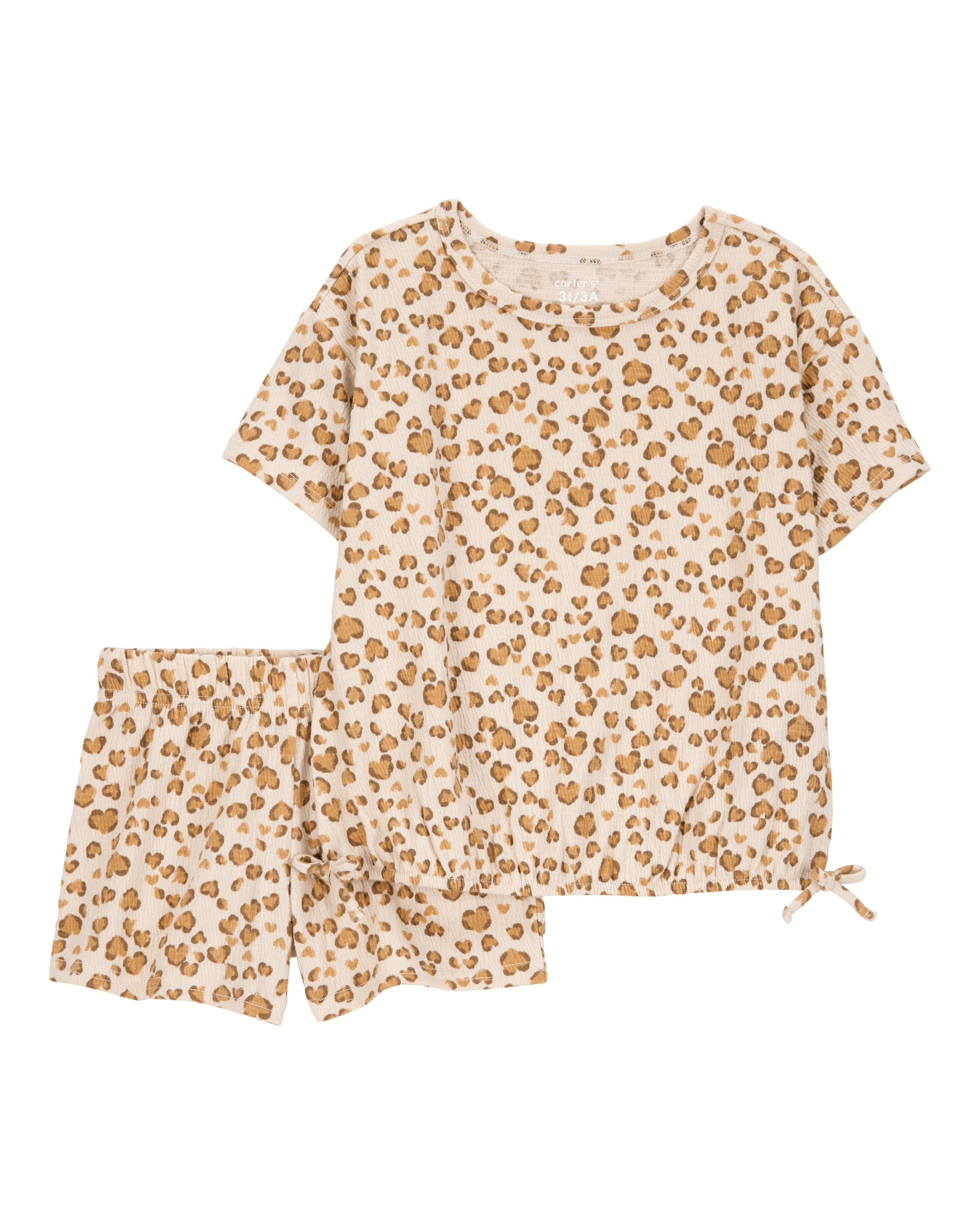 Toddler 2-Piece Leopard Print Short Set - Brown, image 1 of 3 slides