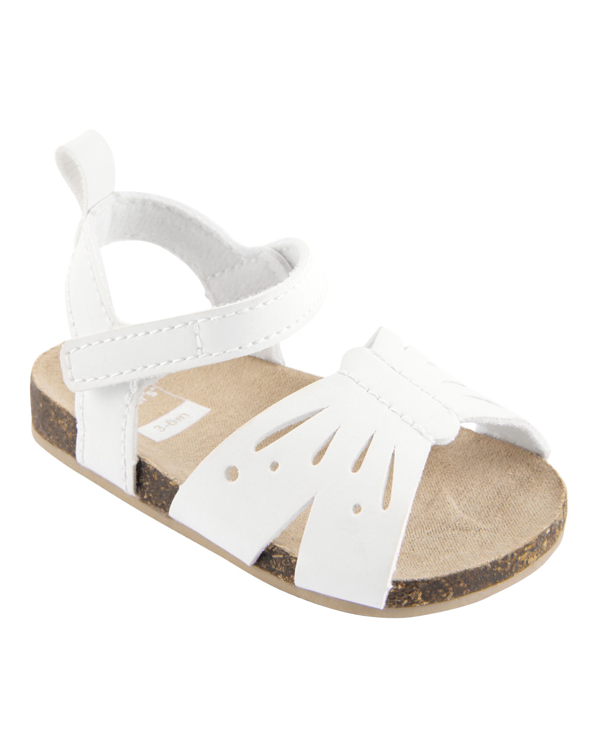 Baby Butterfly Faux Cork Sandals - White, image 1 of 7 slides