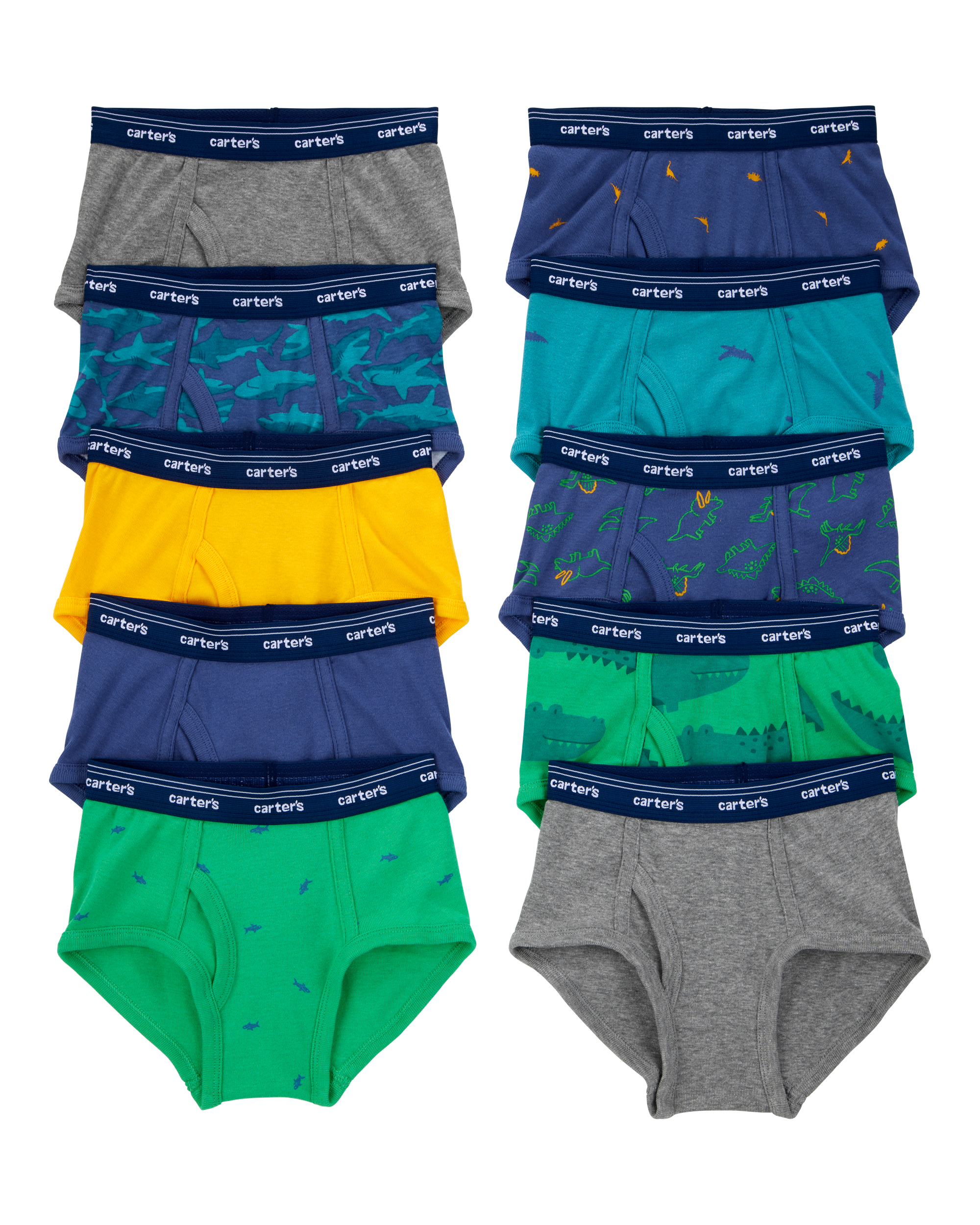 Boys 10-Pack Cotton Briefs Underwear, image 1 of 3 slides