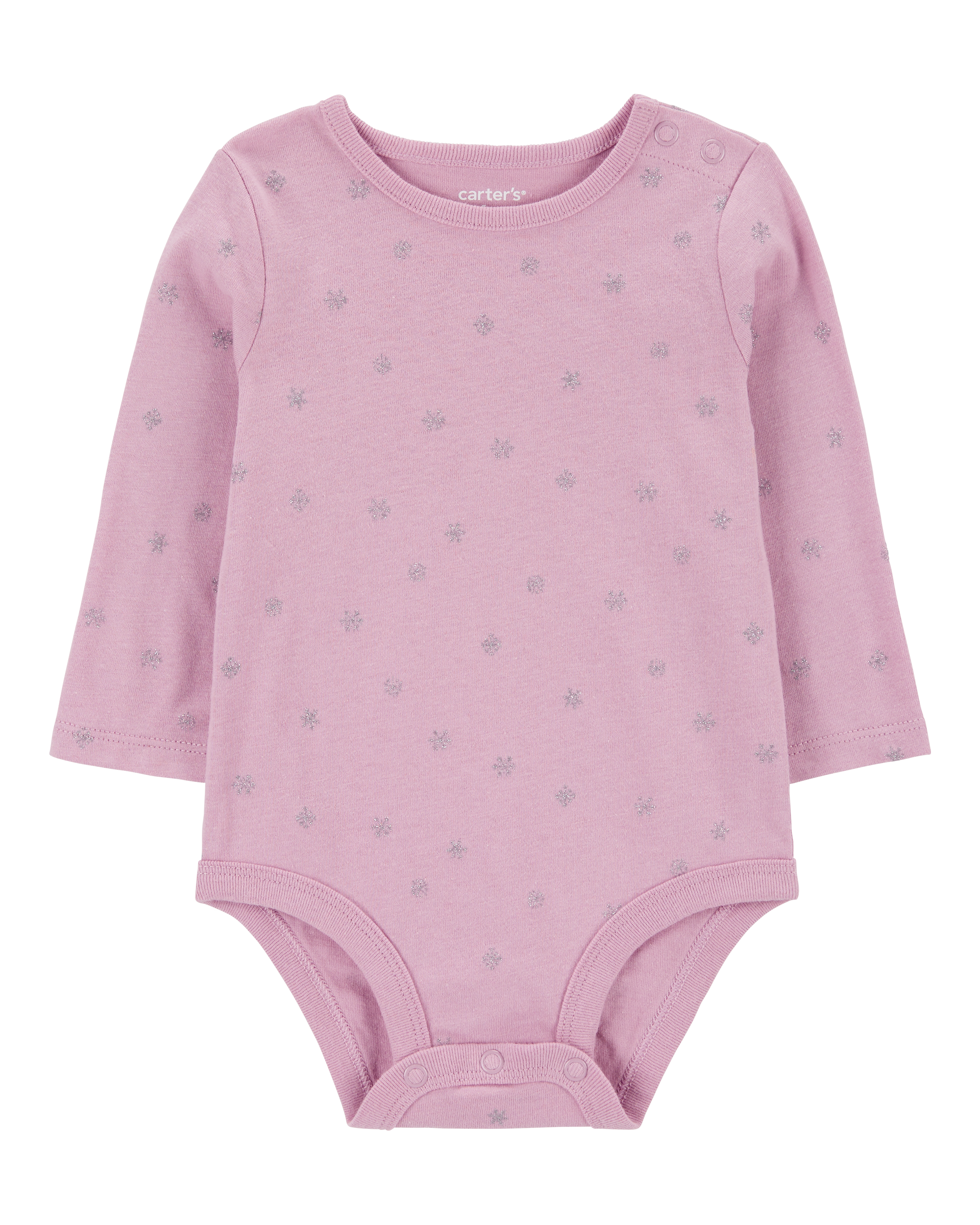 Baby Glitter Snowflake Long-Sleeve Bodysuit, image 1 of 3 slides