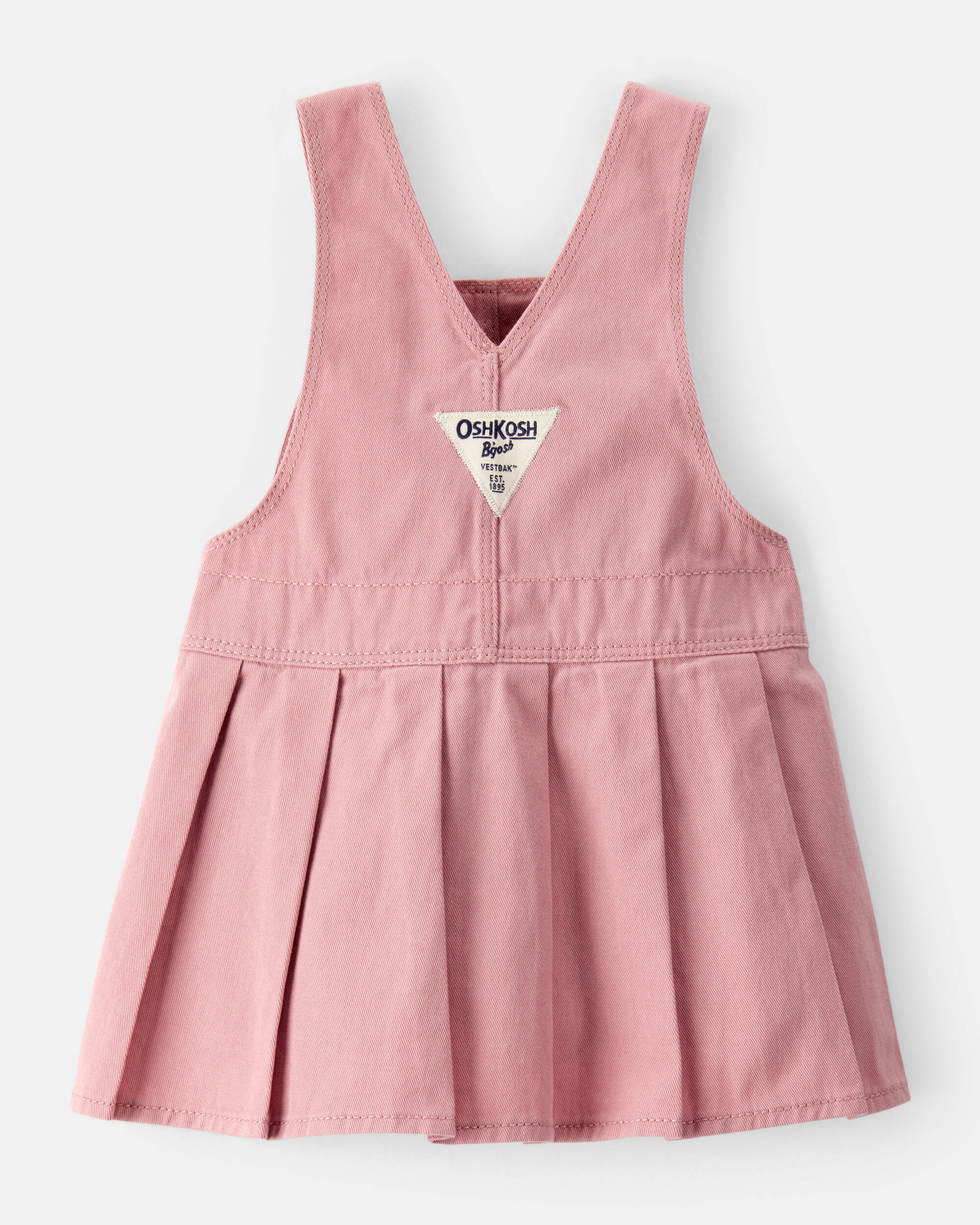 Baby Pleated 100% Cotton Jumper Dress - Pink, image 2 of 4 slides
