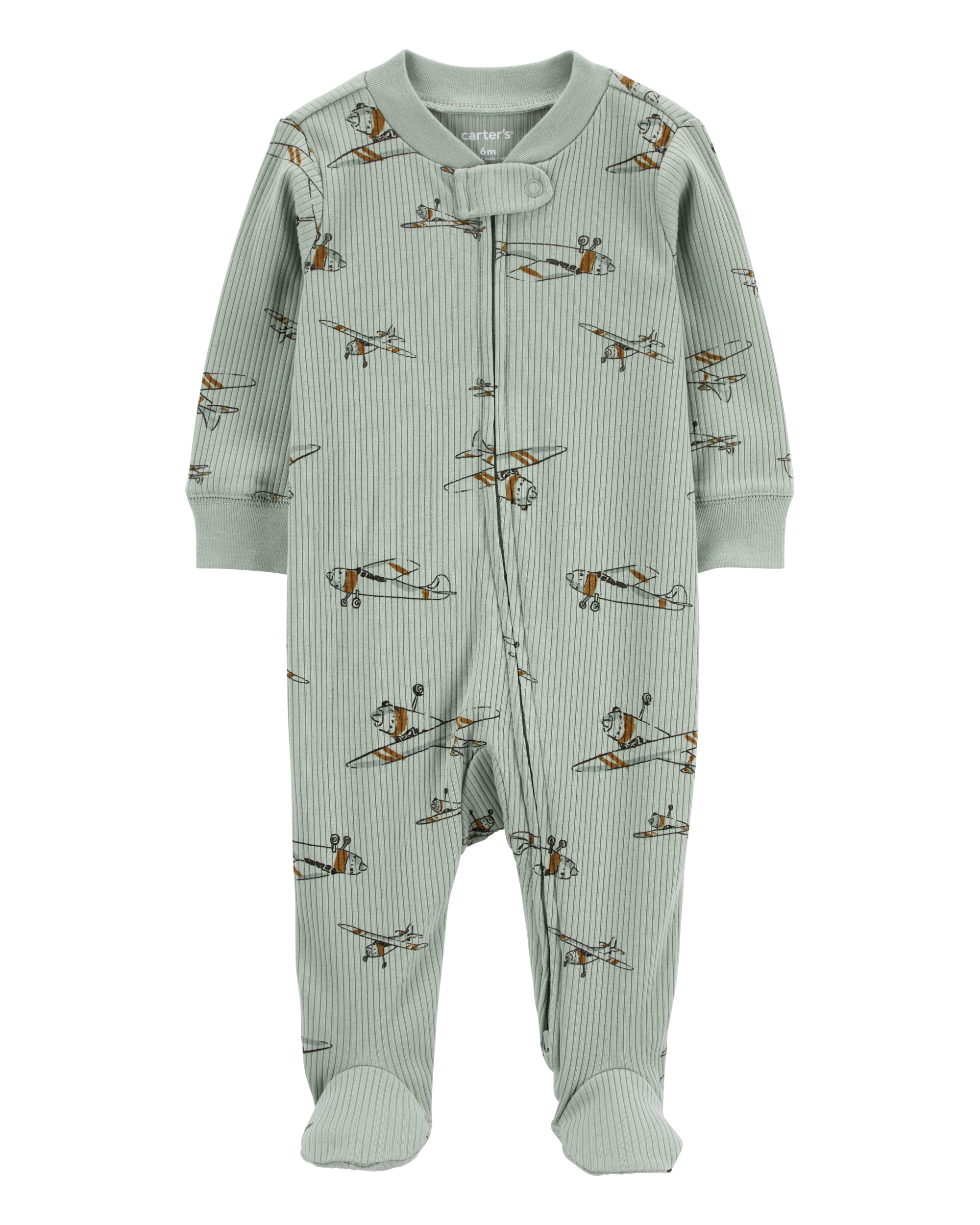 Baby Airplane 2-Way Zip Sleep & Play Pajamas, image 1 of 4 slides
