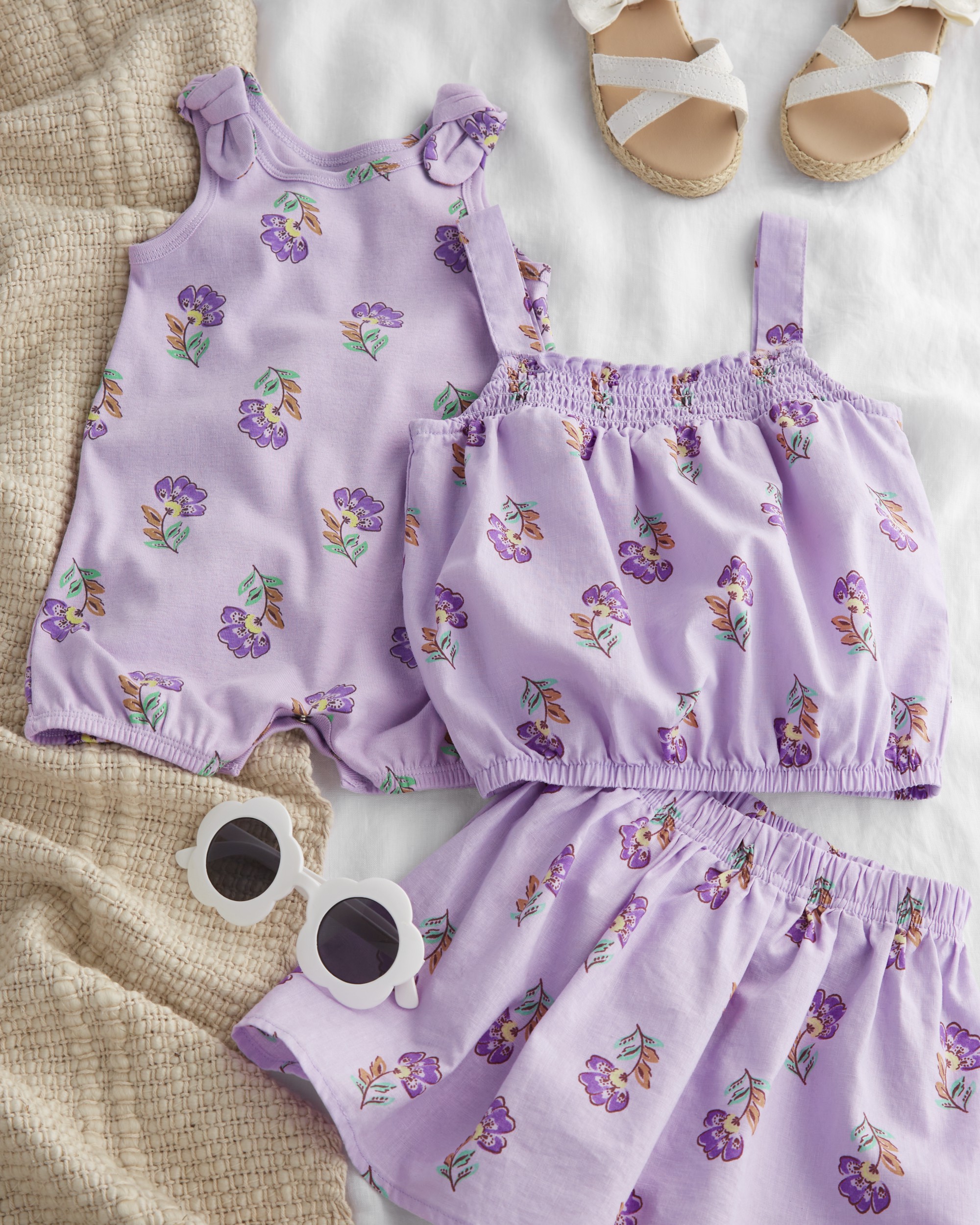 Toddler 2-Piece Floral Linen Tank & Skort Set