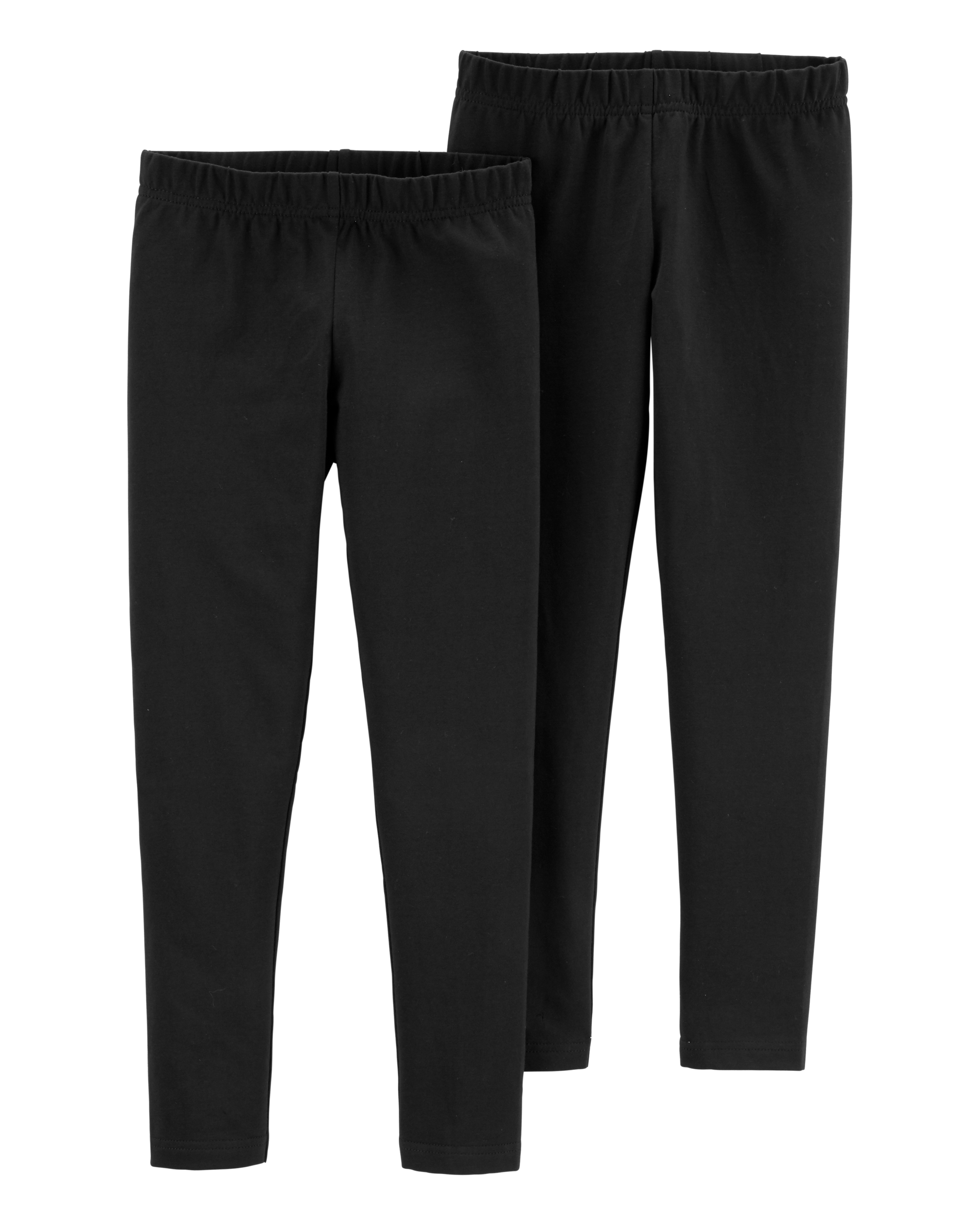 Kid 2-Pack Black Cotton Stretch Leggings, image 1 of 3 slides