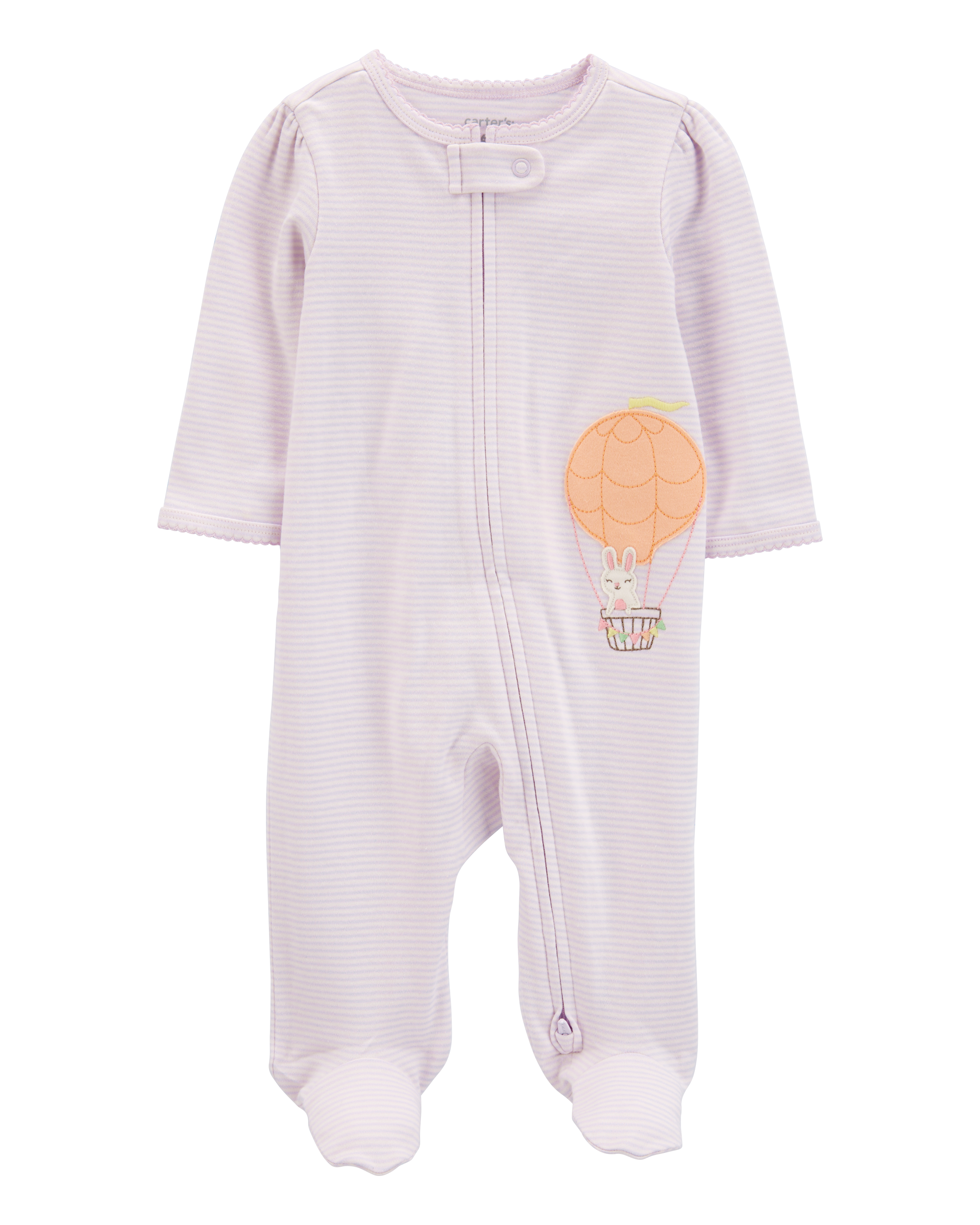 Baby Hot Air Balloon Bunny 2-Way Zip Cotton Sleep & Play Pajamas, image 1 of 5 slides