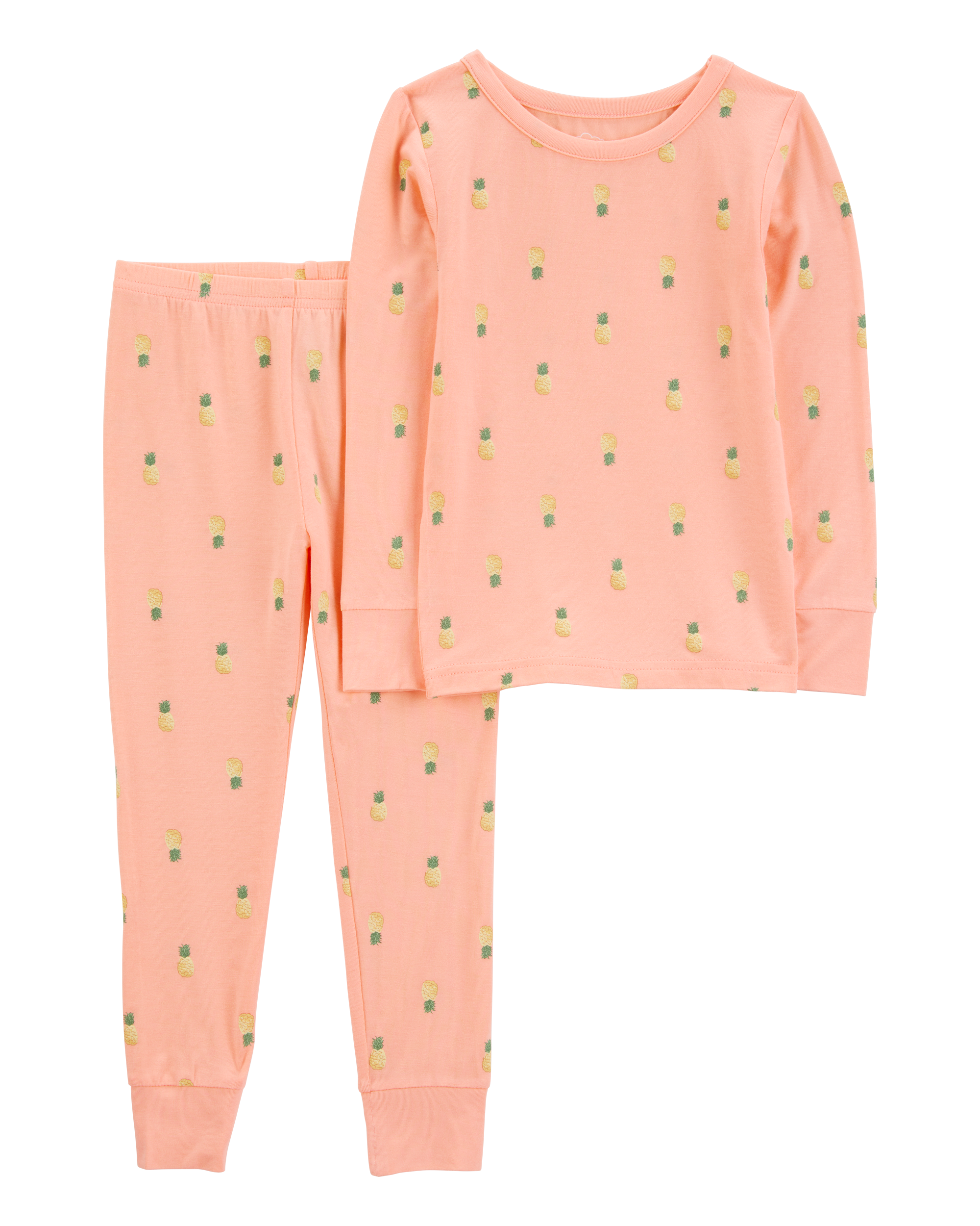 Toddler Girl Pineapple Print PurelySoft 2-Piece Pajamas - Coral, image 1 of 5 slides