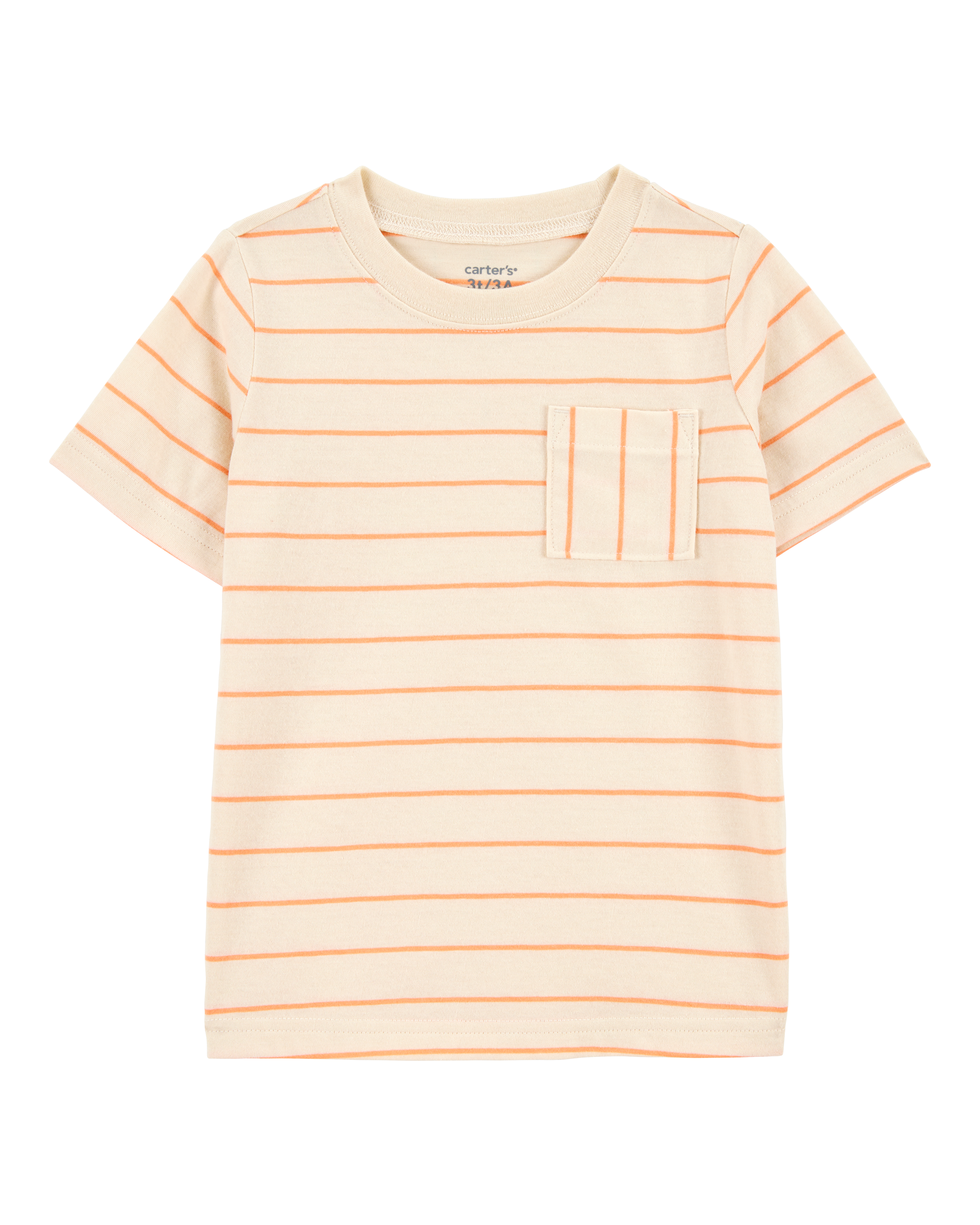Toddler Striped Short-Sleeve Pocket Tee - Orange, image 1 of 4 slides