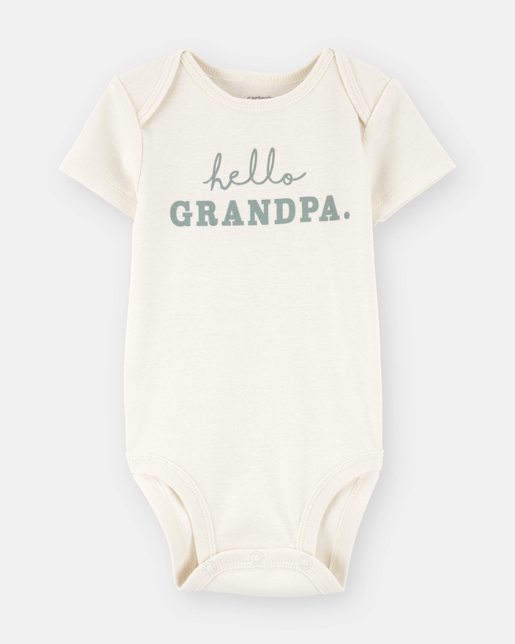 Baby Cotton Short-Sleeve Graphic Bodysuit - Ivory, image 1 of 2 slides