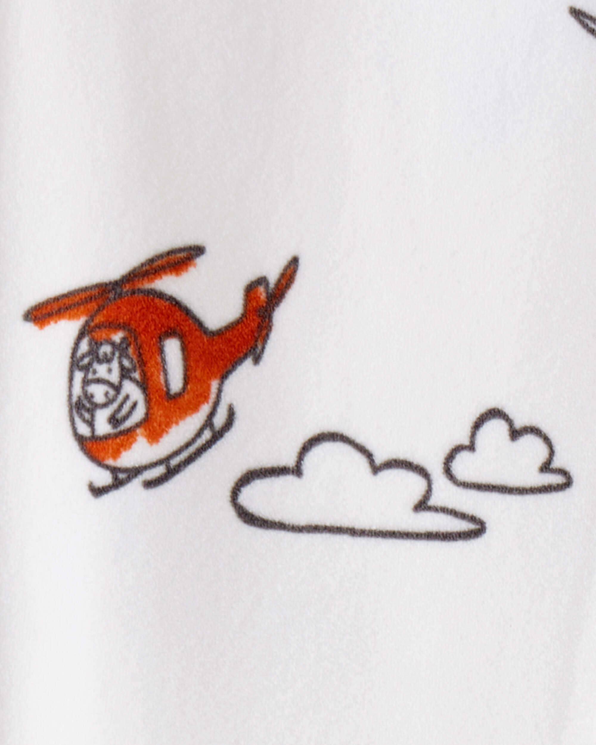 Baby Boy Helicopter Print Snug Fit Long-Sleeve 2-Way Zip 1-Piece Pajamas - White, image 3 of 4 slides