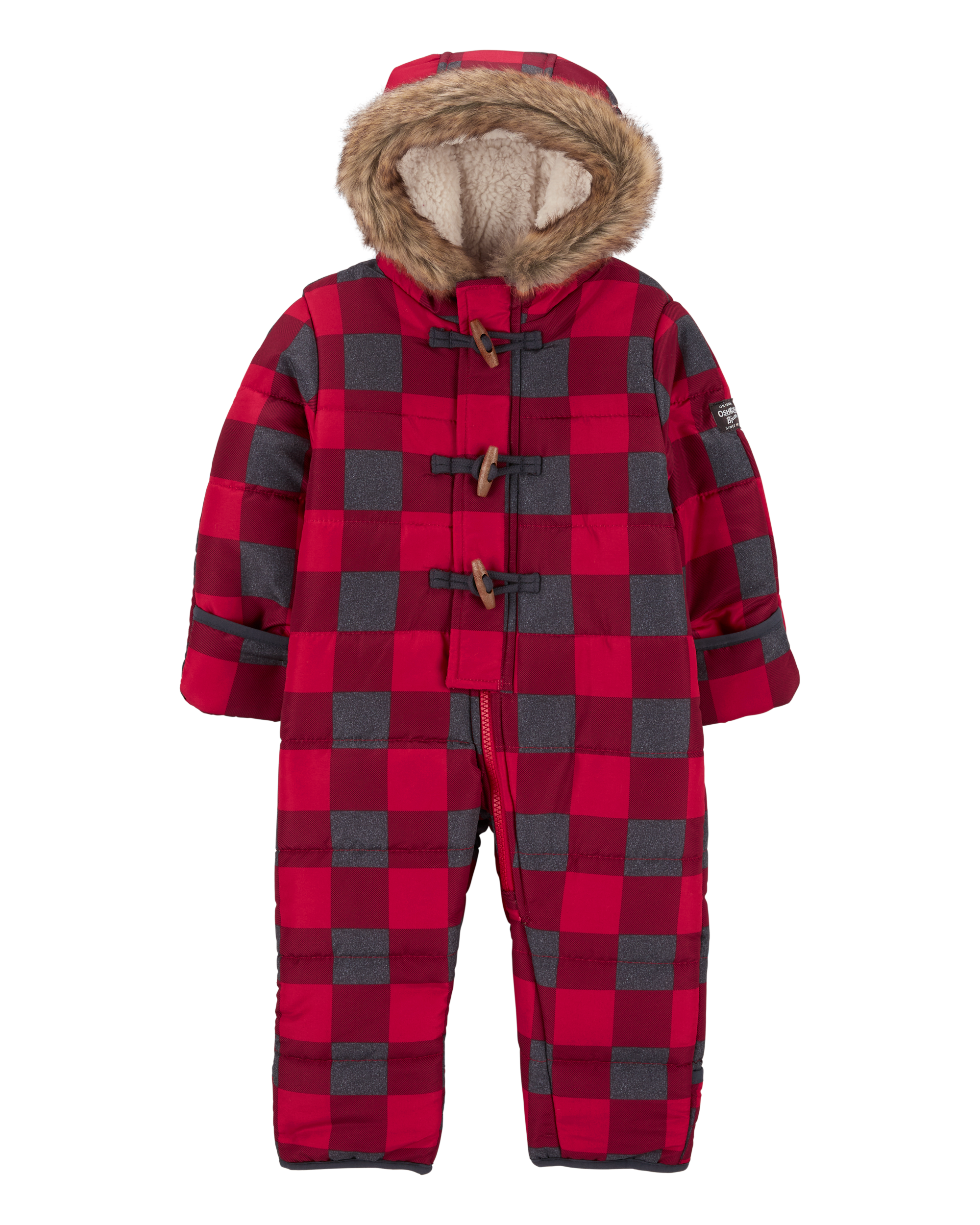 Baby Plaid Sherpa-Lined Snowsuit, image 1 of 3 slides